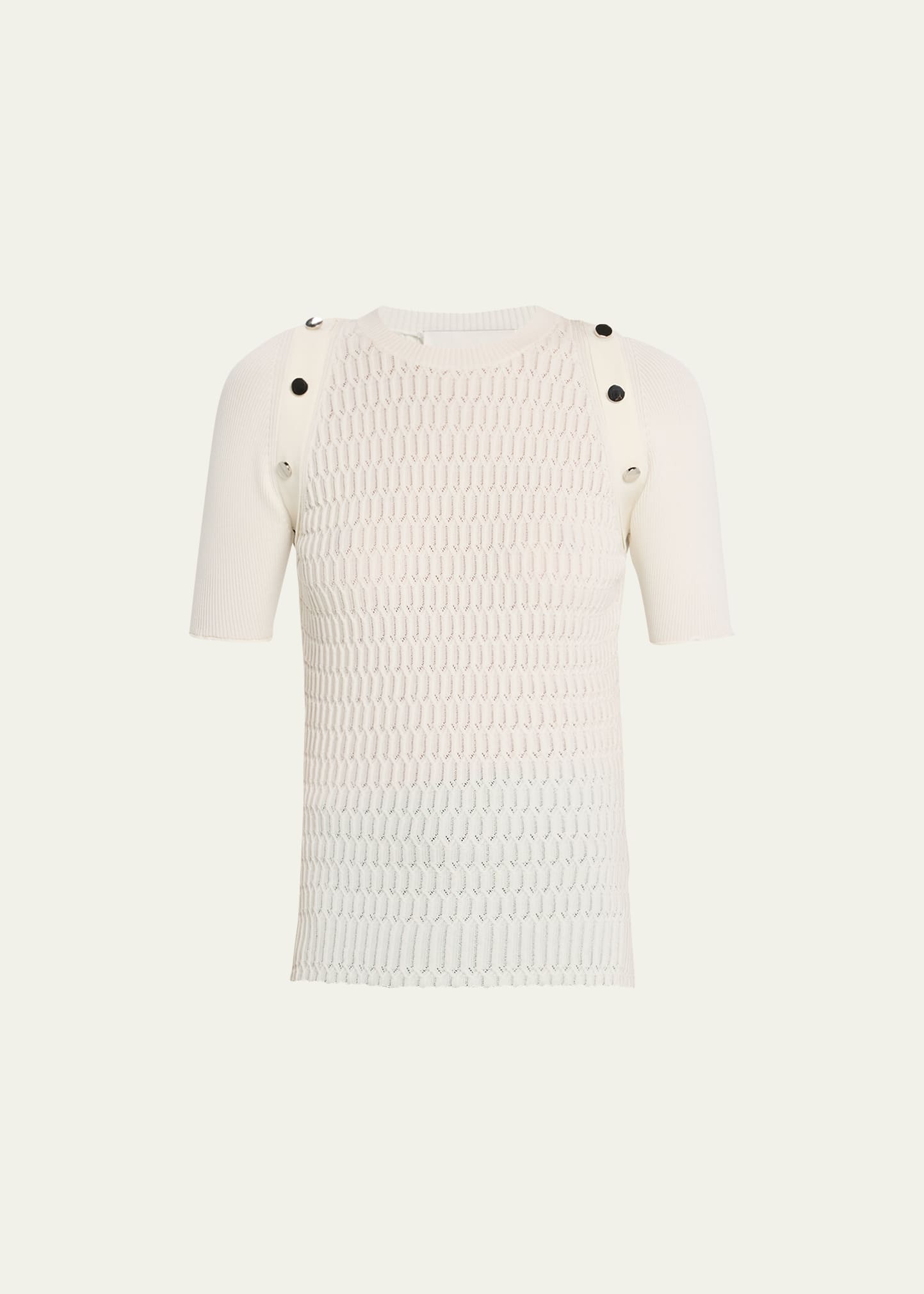 3.1 Phillip Lim / フィリップ リム Short-sleeve Honeycomb-stitch Top In Ivory