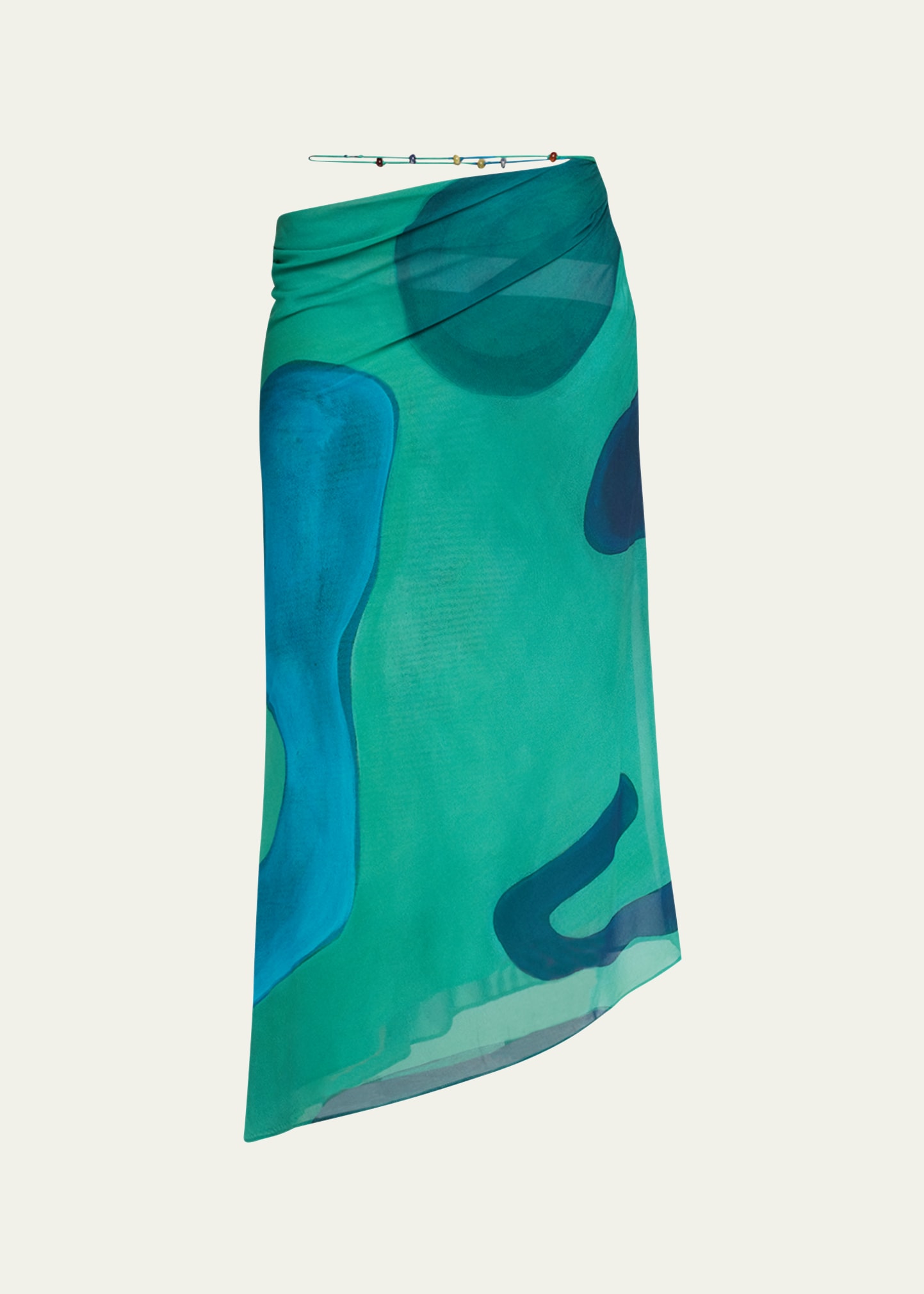 Shop Sir Frankie Beaded Bias Midi Skirt In Emerald Reflectio