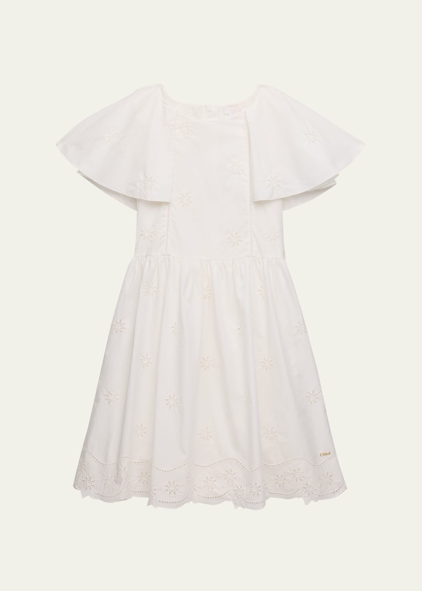 Shop Chloé Girl's Embroidered Cotton Poplin Dress In Off White