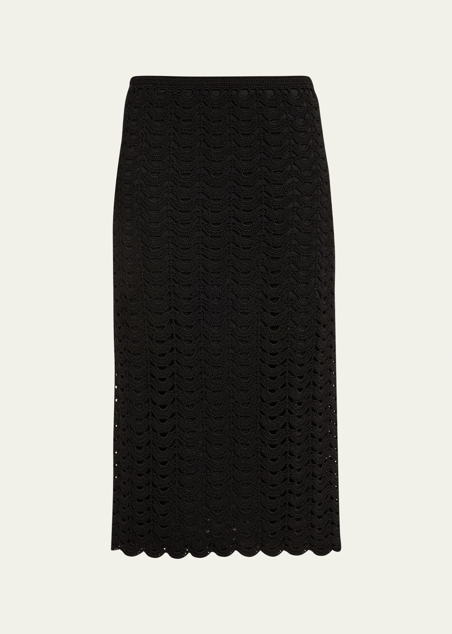 Carolina Herrera Crochet Pencil Midi Skirt In Black