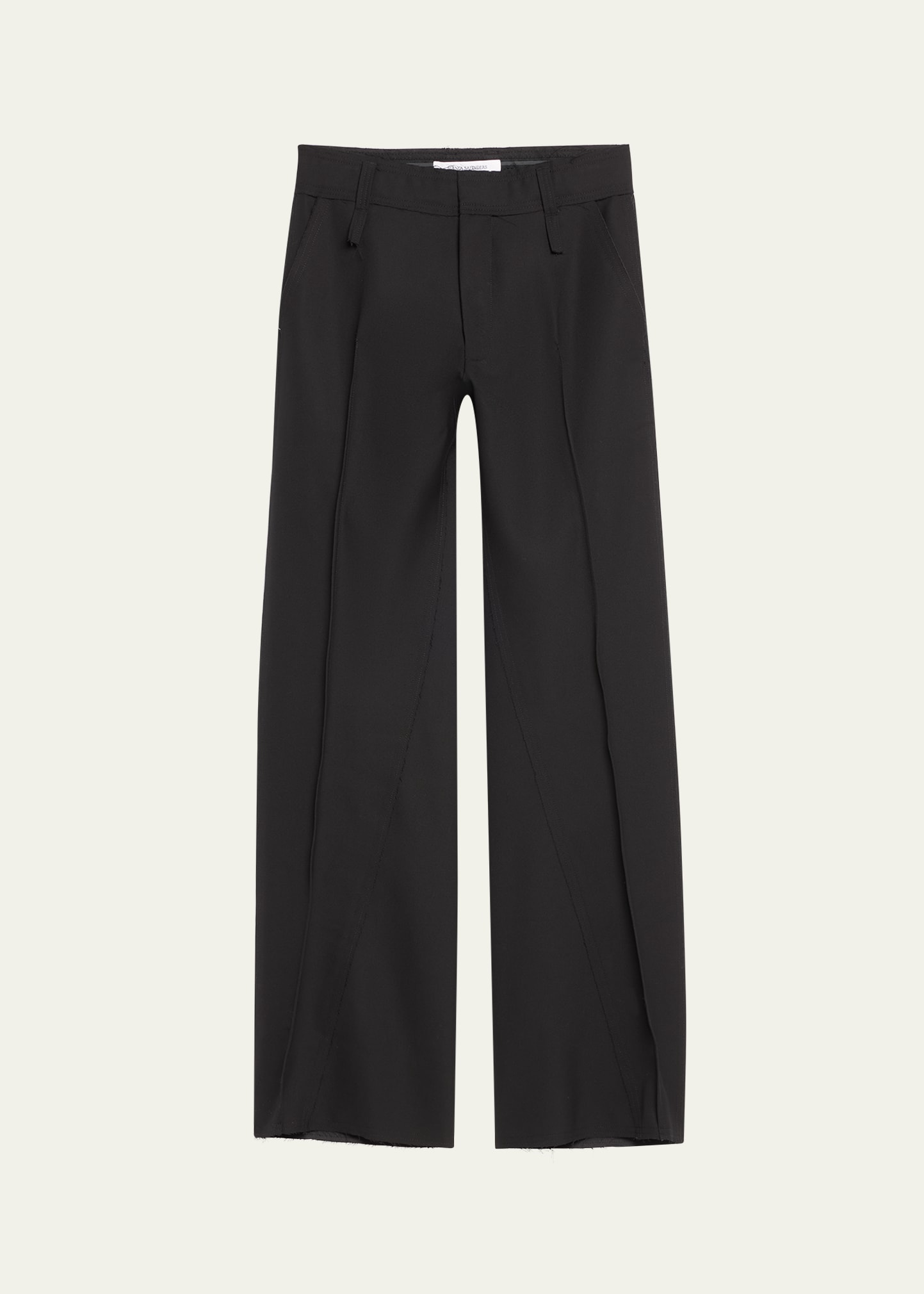 Bianca Saunders Men's Pleated Wool Trousers In Black