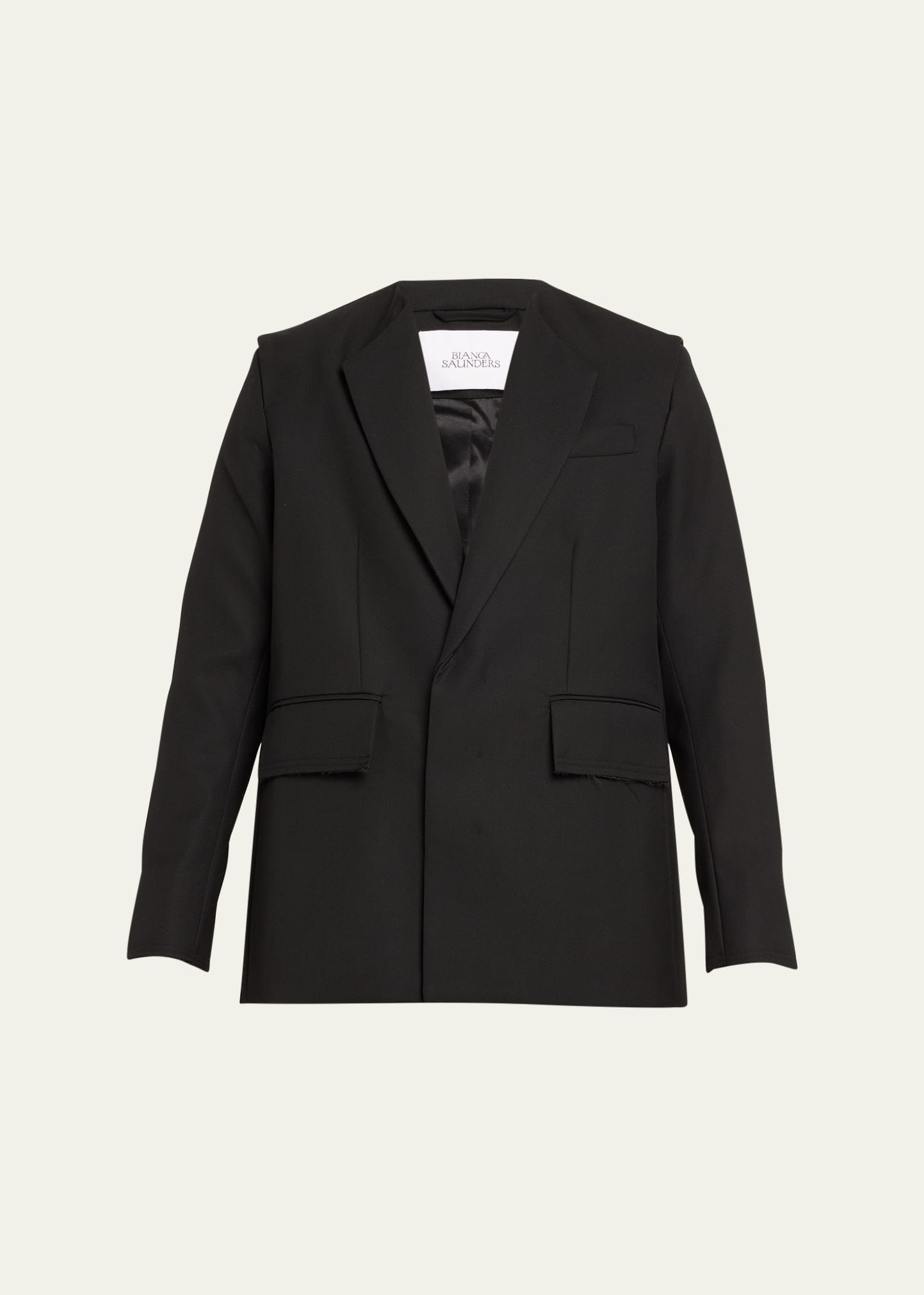 Shop Bianca Saunders Men's Peak-lapel Wool-blend Sport Coat In Black