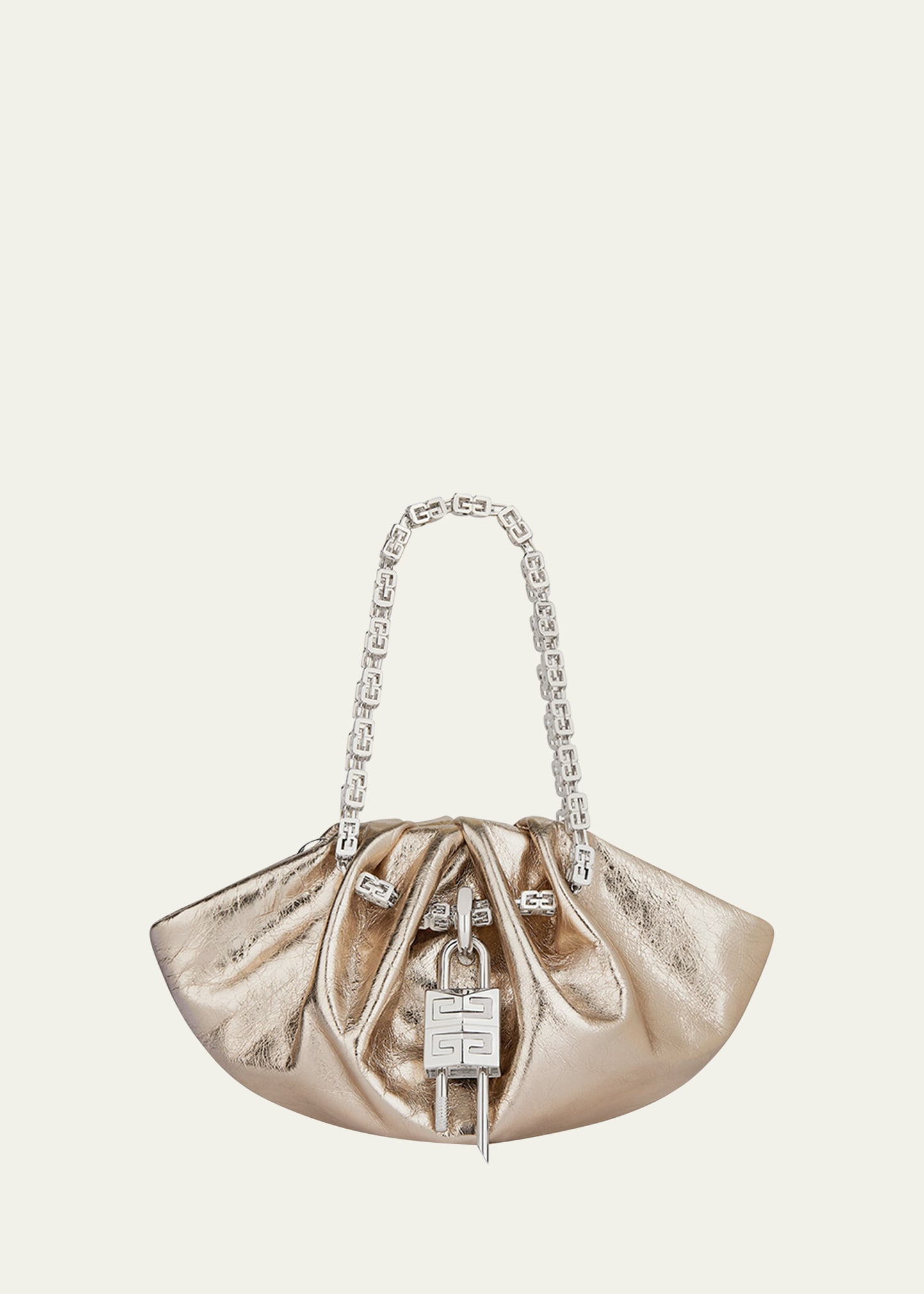 Givenchy Mini Kenny Top-handle Bag In Metallic Leather In 769 Dusty Gold
