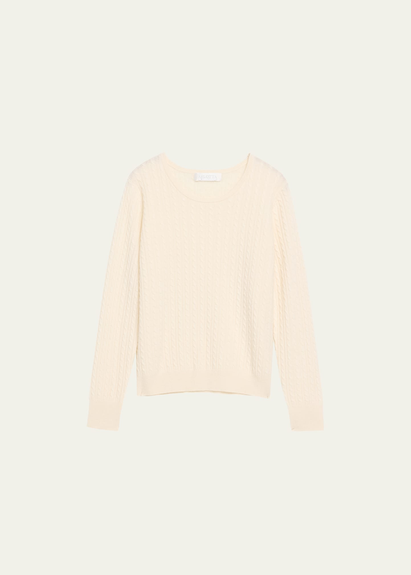 Arlotta Cashmere Cashmere Cable-knit Crewneck Sweatshirt In Snow