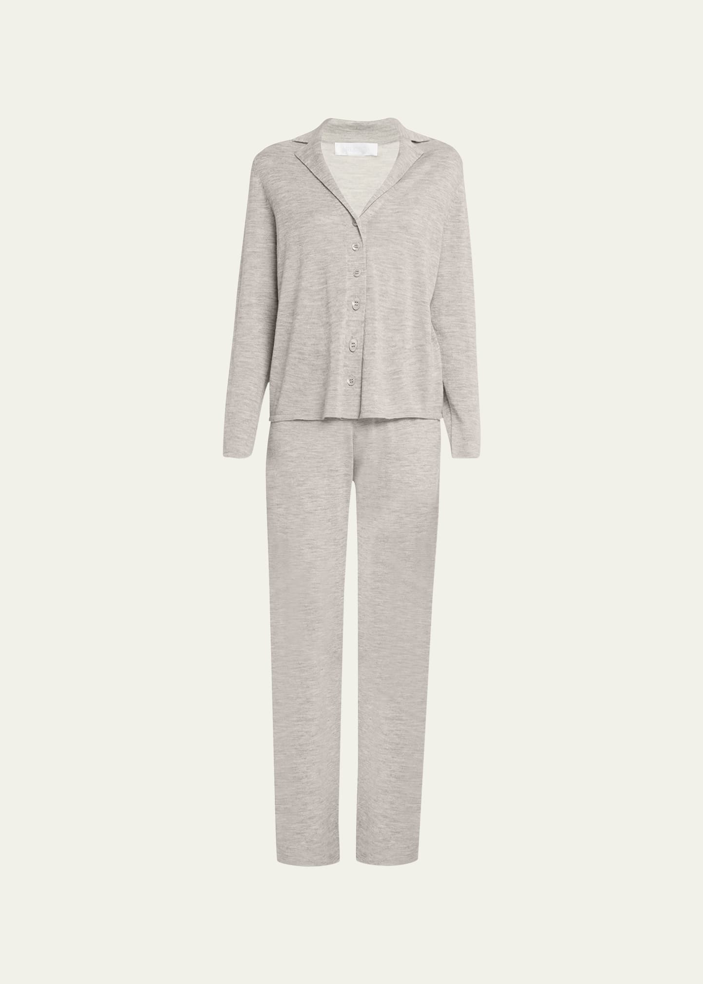 Arlotta Cashmere Cashmere Cropped Pajama Set In Pearl Heather