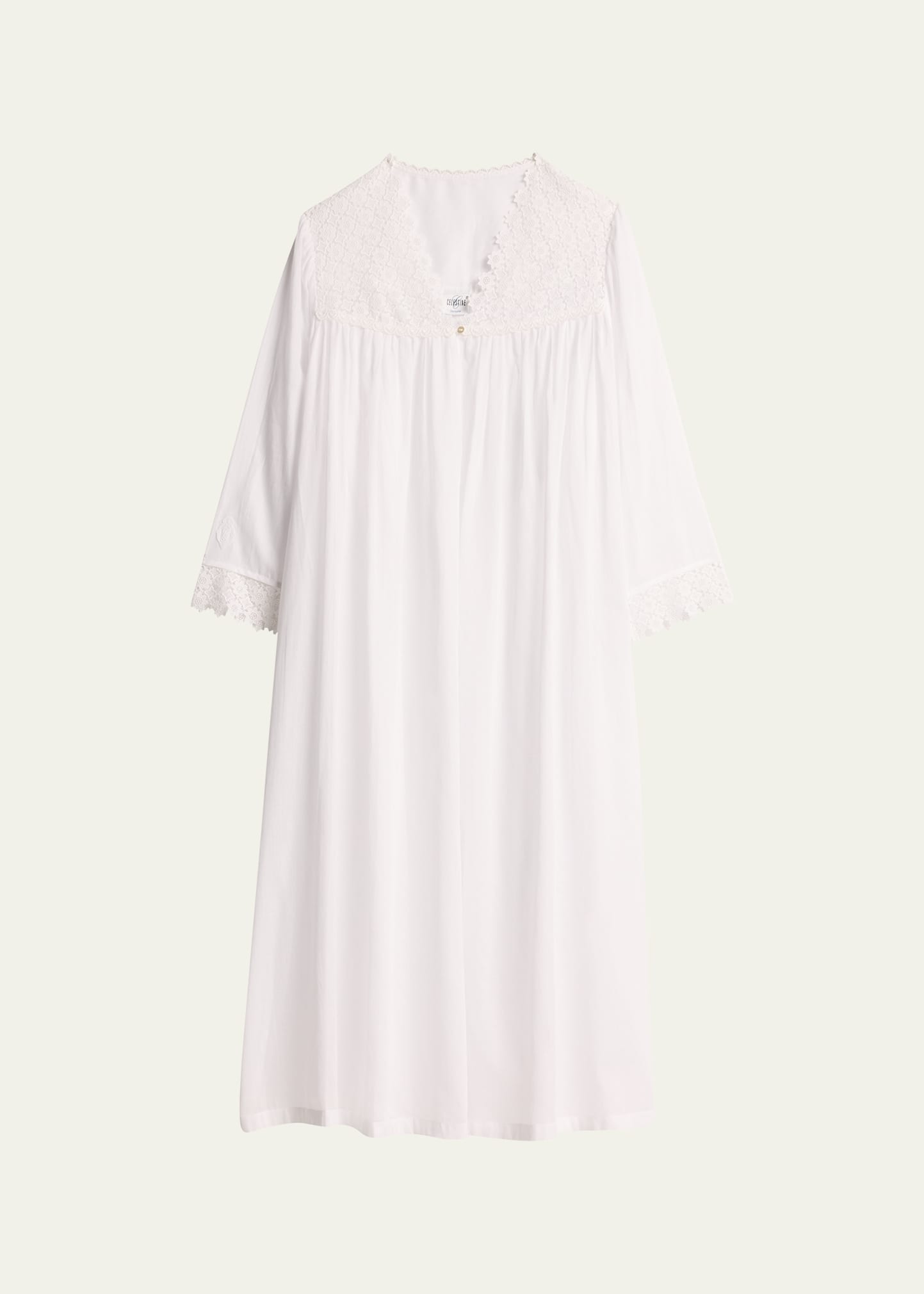 Luise 3 Ruched Floral Lace & Cotton Nightgown