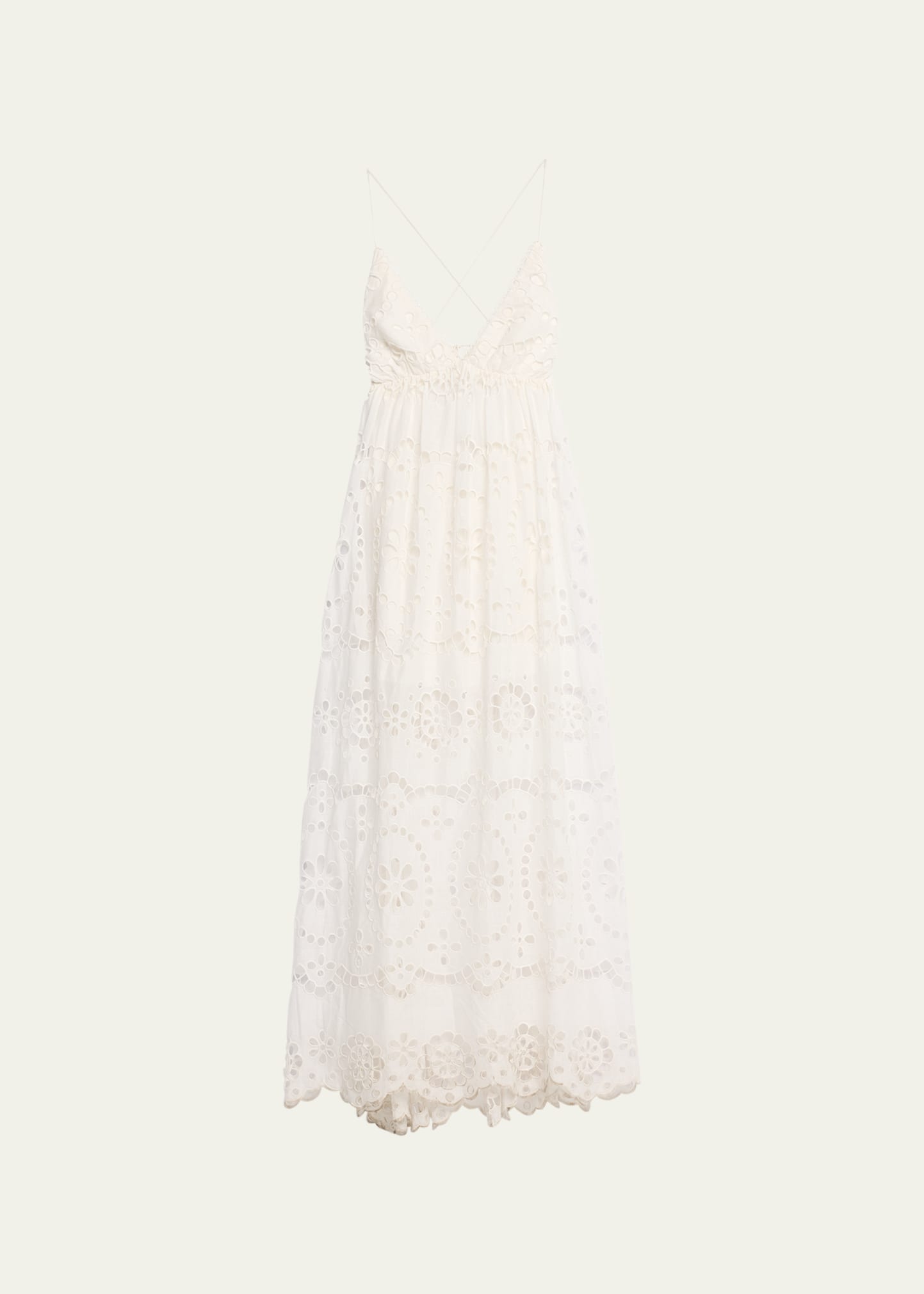 Shop Zimmermann Lexi Embroidered Open-back Slip Dress In Ivory