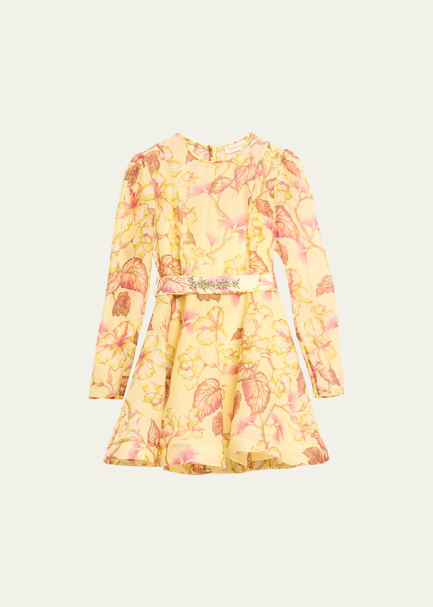 Shop Zimmermann Matchmaker Floral Mini Dress In Yellow Hibiscus