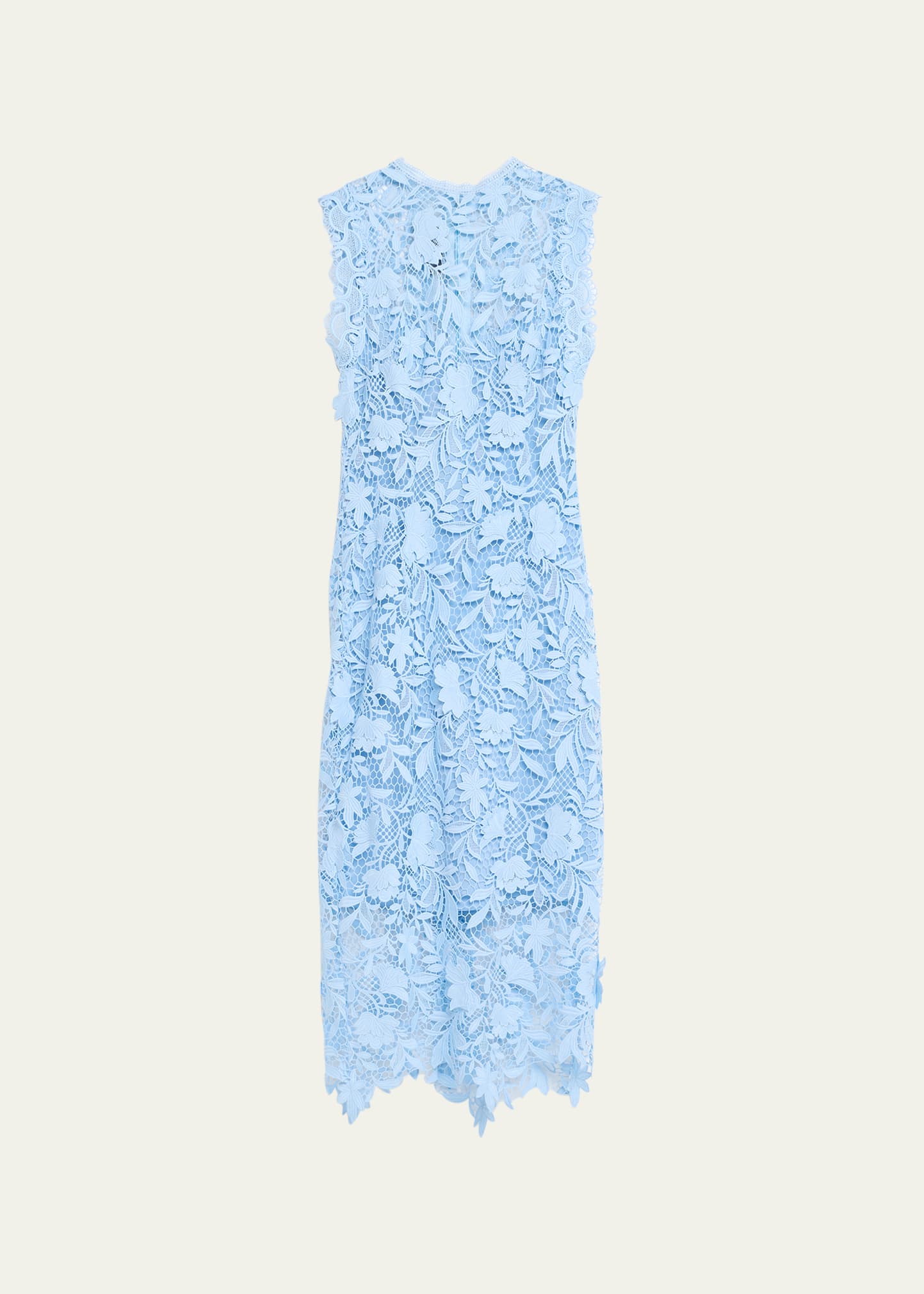 Monique Lhuillier Lace Sheath Midi Dress In Pale Blue