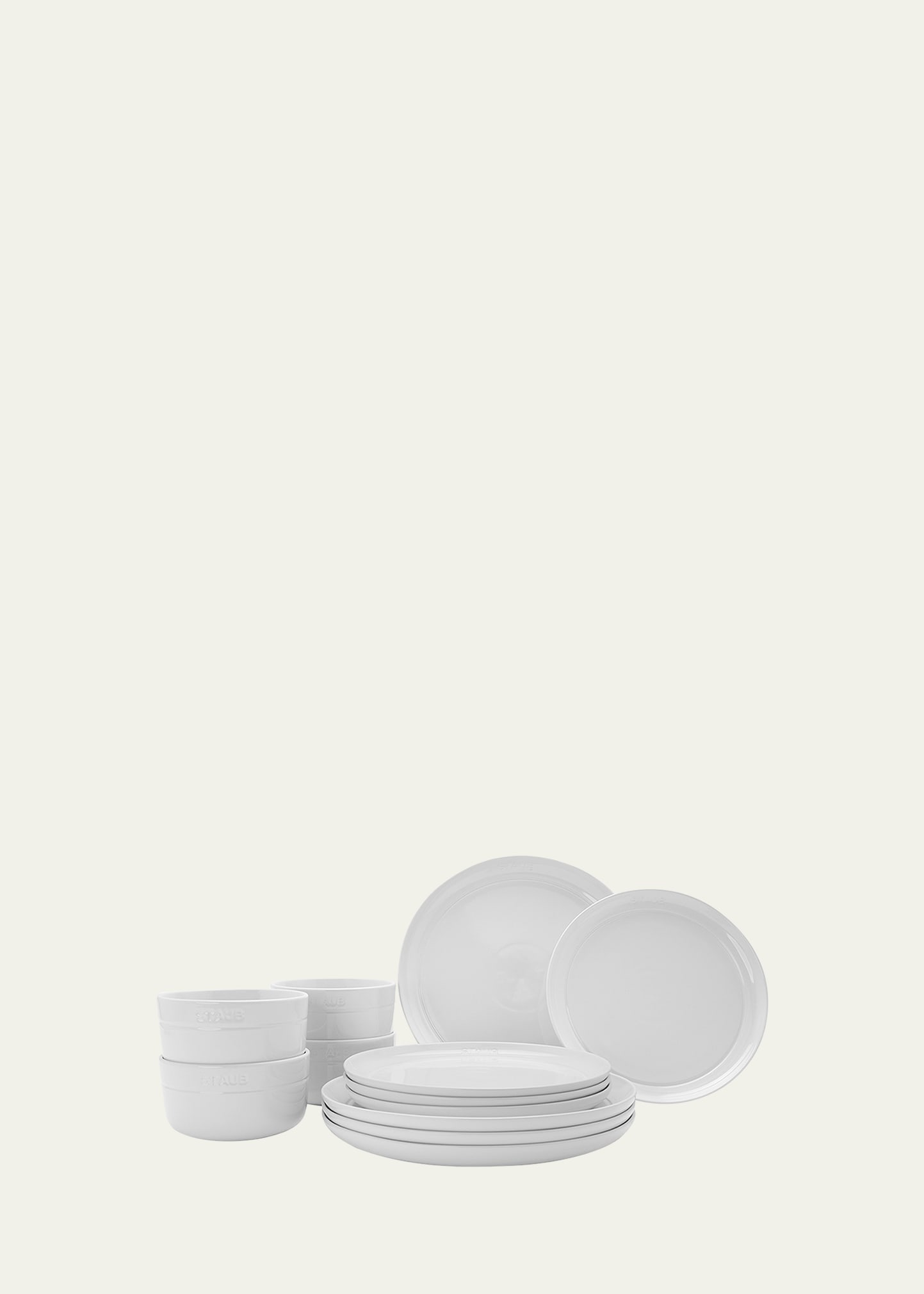Staub Ceramic 12-piece Dinnerware Set In White