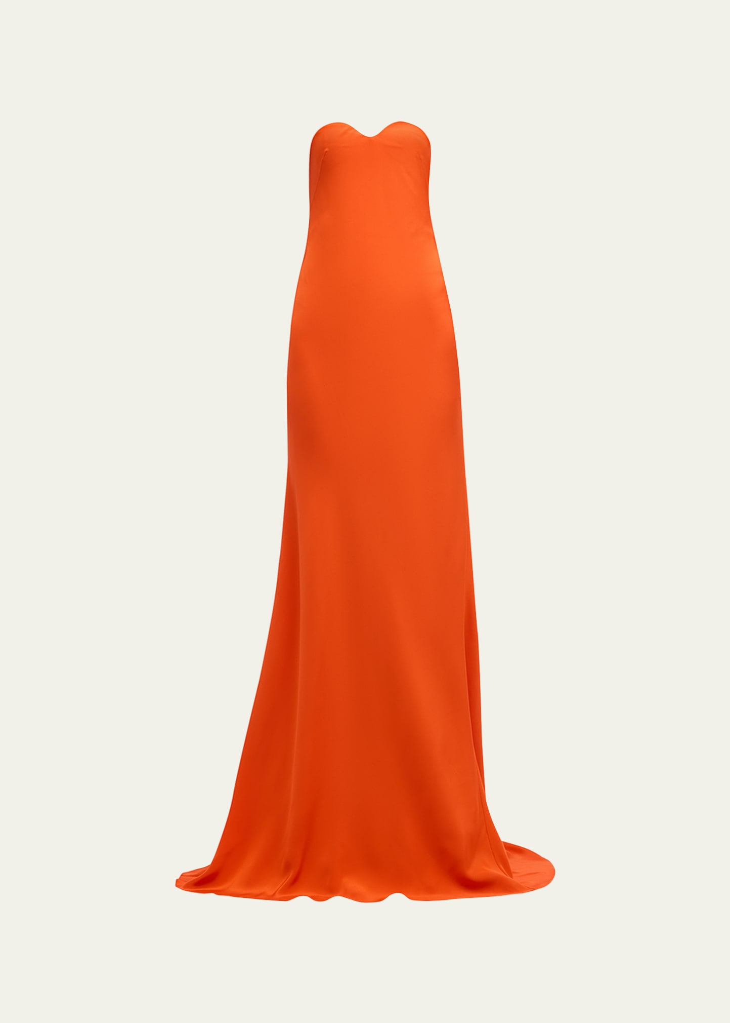 Koltson Silk Strapless Bustier Gown In Orange