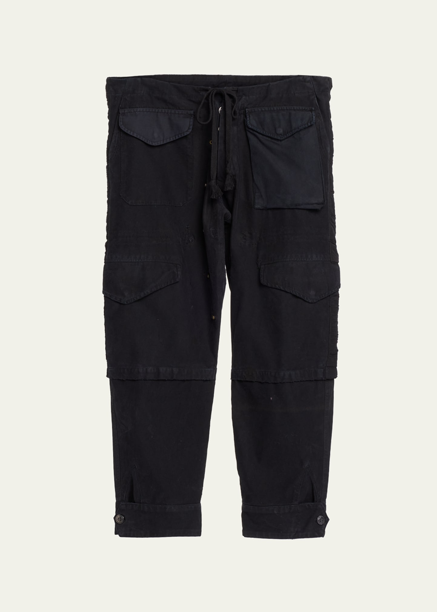 Greg Lauren Men's Cotton Tux Lounge Pants In Black