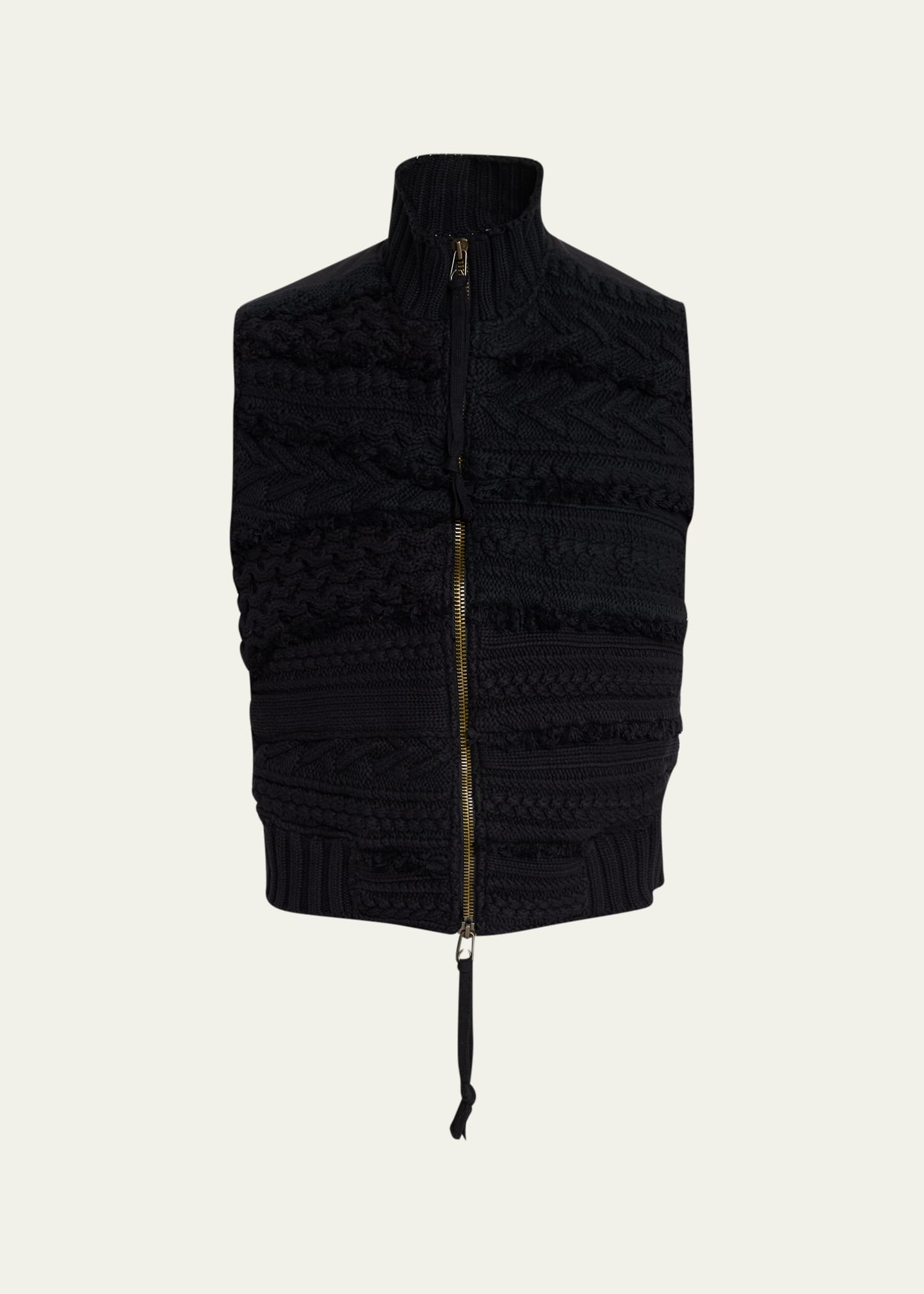 Greg Lauren Men's Fisherman Knit Sweater Vest In Black