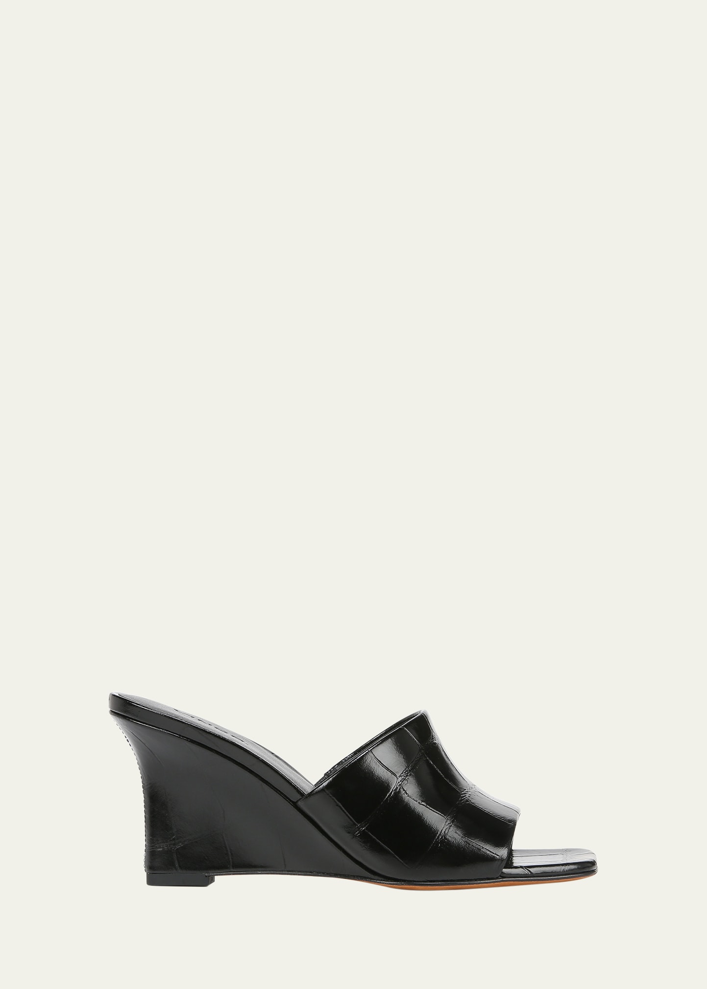 Shop Vince Pia Leather Wedge Slide Sandals In Black