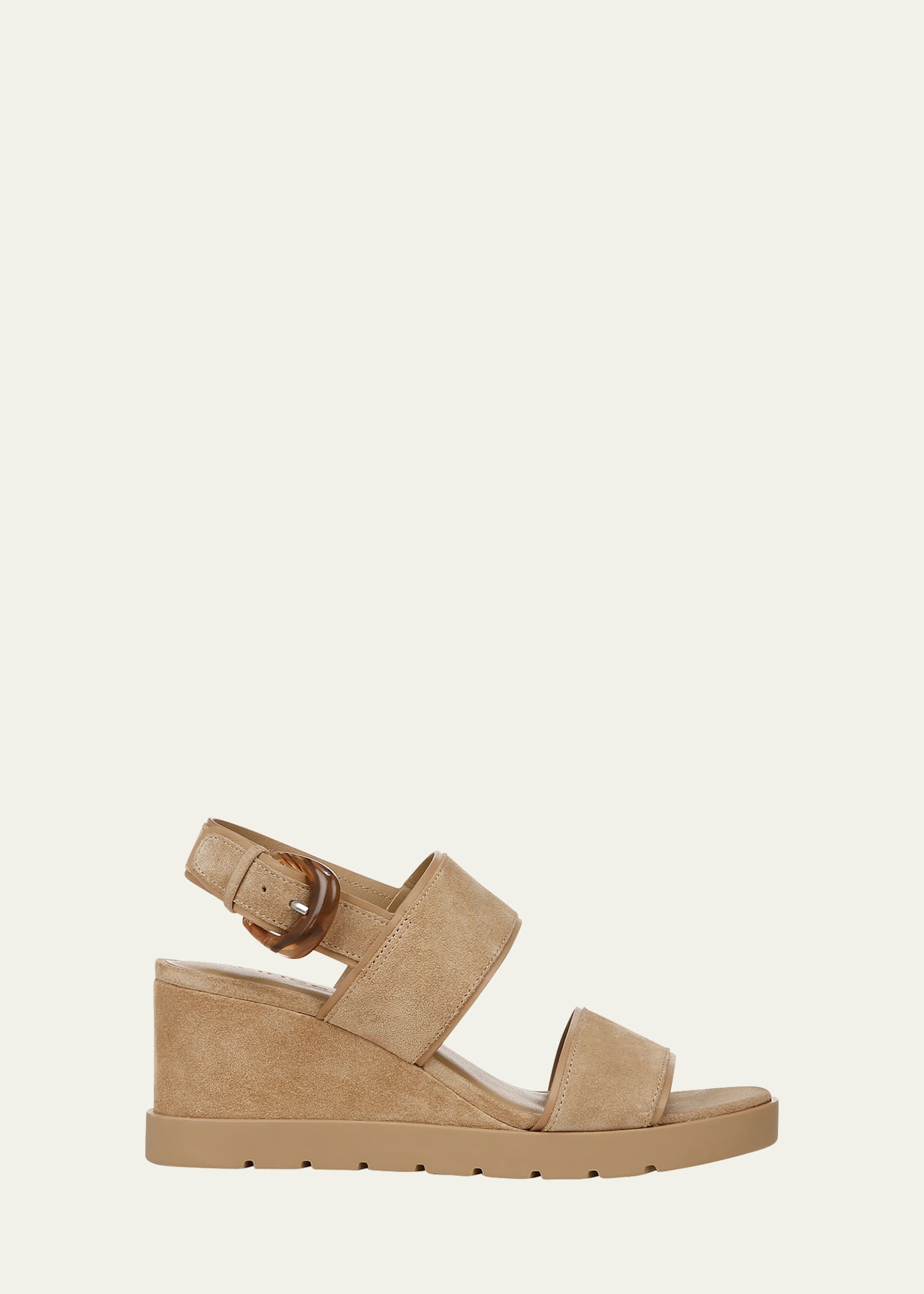 Vince Roma Suede Wedge Slingback Sandals In Dune