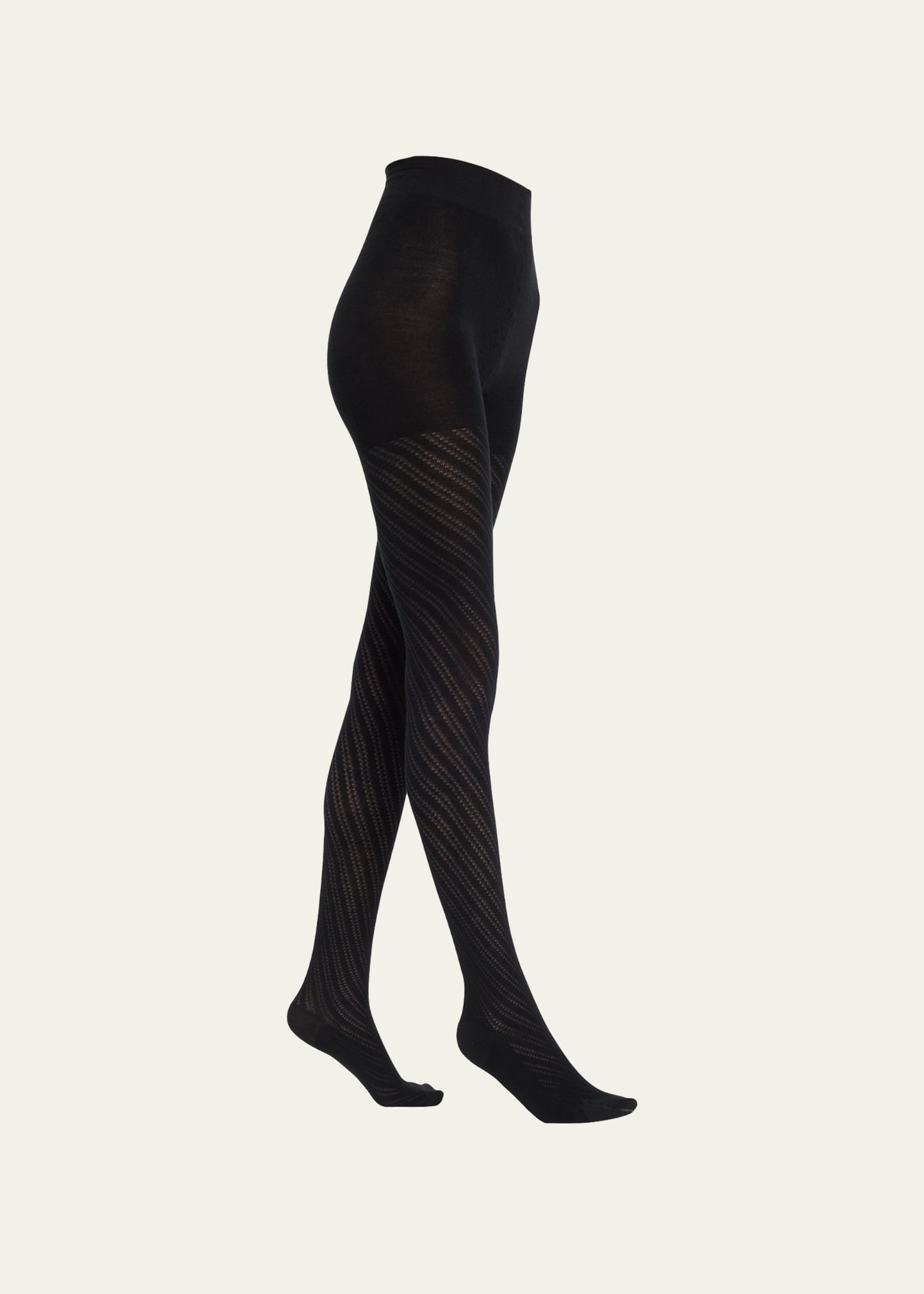 Wolford Geometric Jacquard Merino Wool-blend Tights In Black