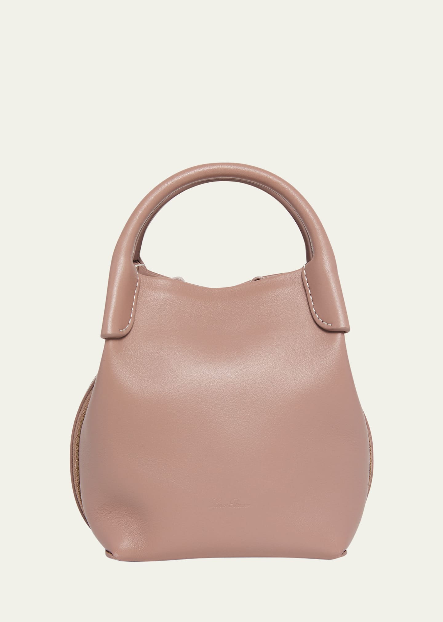 Loro Piana Bale Micro Rounded Leather Top-handle Bag In 30f9 Turtle Rose
