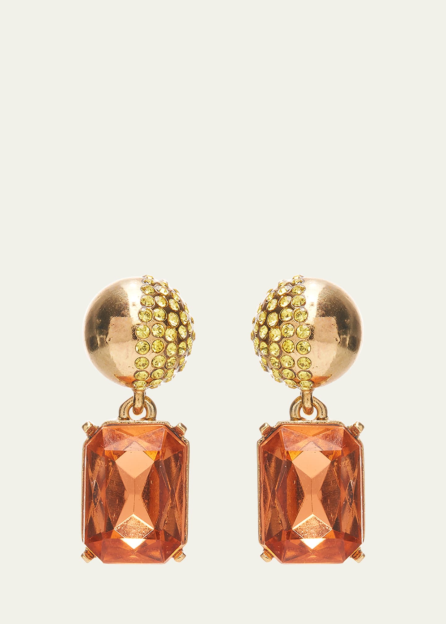 Oscar De La Renta Half Pave Crystal Drop Earrings In Orange