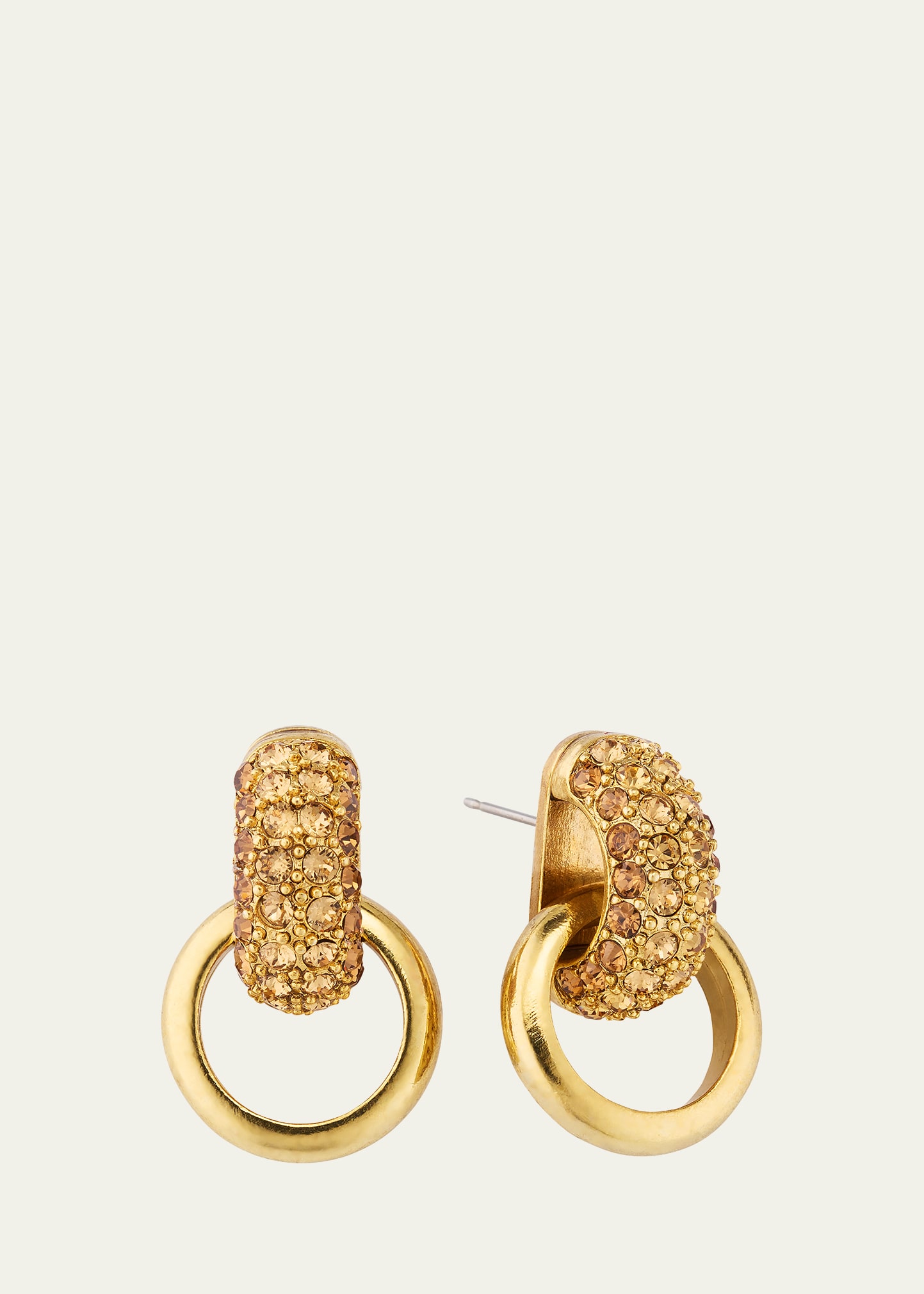 Oscar De La Renta Pave Bull Horn Single Link Earrings In Gold