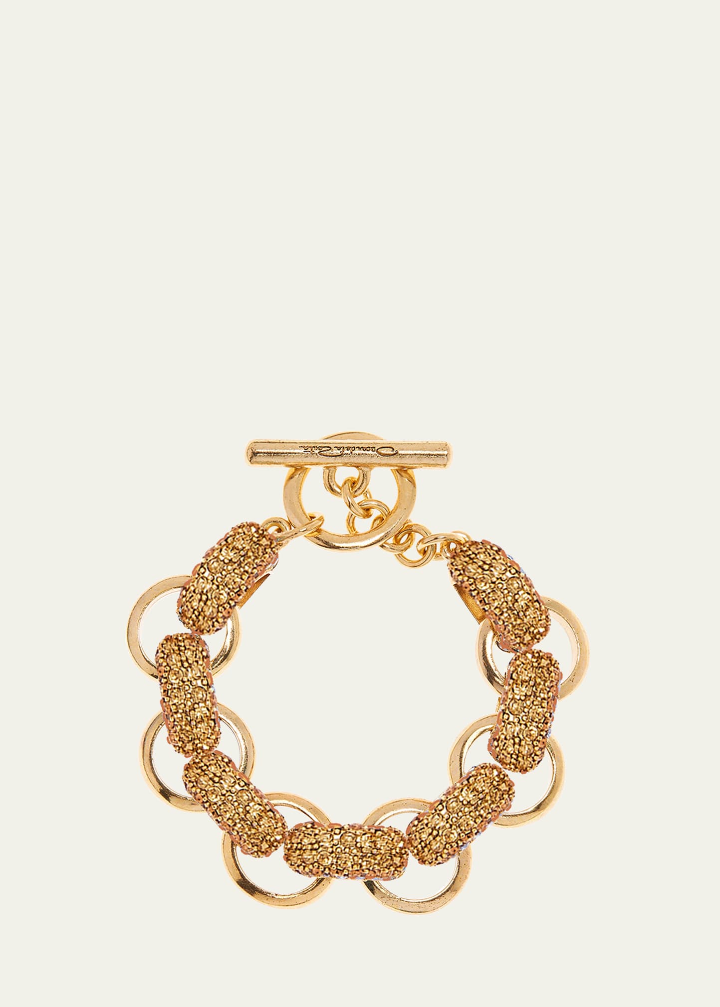 Oscar De La Renta Pave Crystal Bull Horn Link Bracelet In Gold