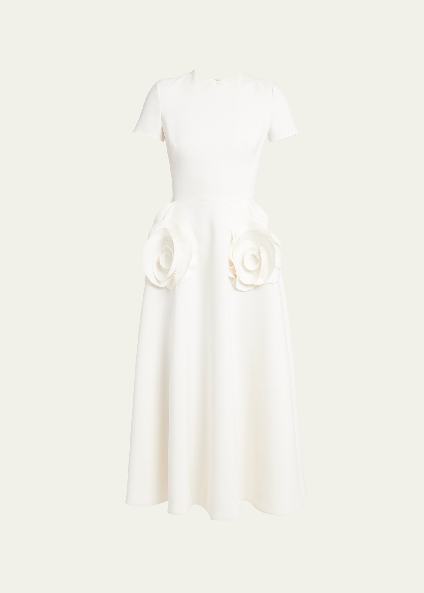 Valentino Crepe Couture Midi Dress In Ivory