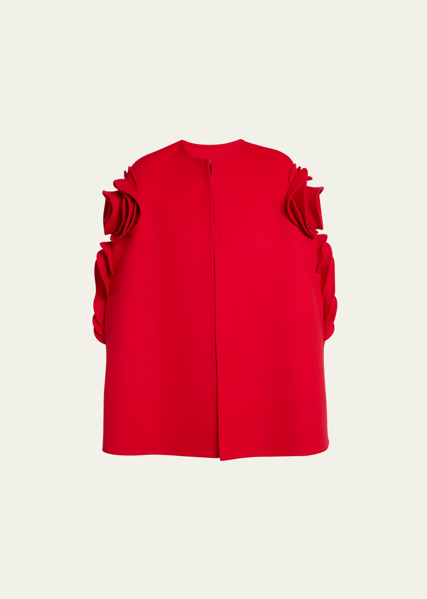 Shop Valentino Rosette Wool-cashmere Cape In Red
