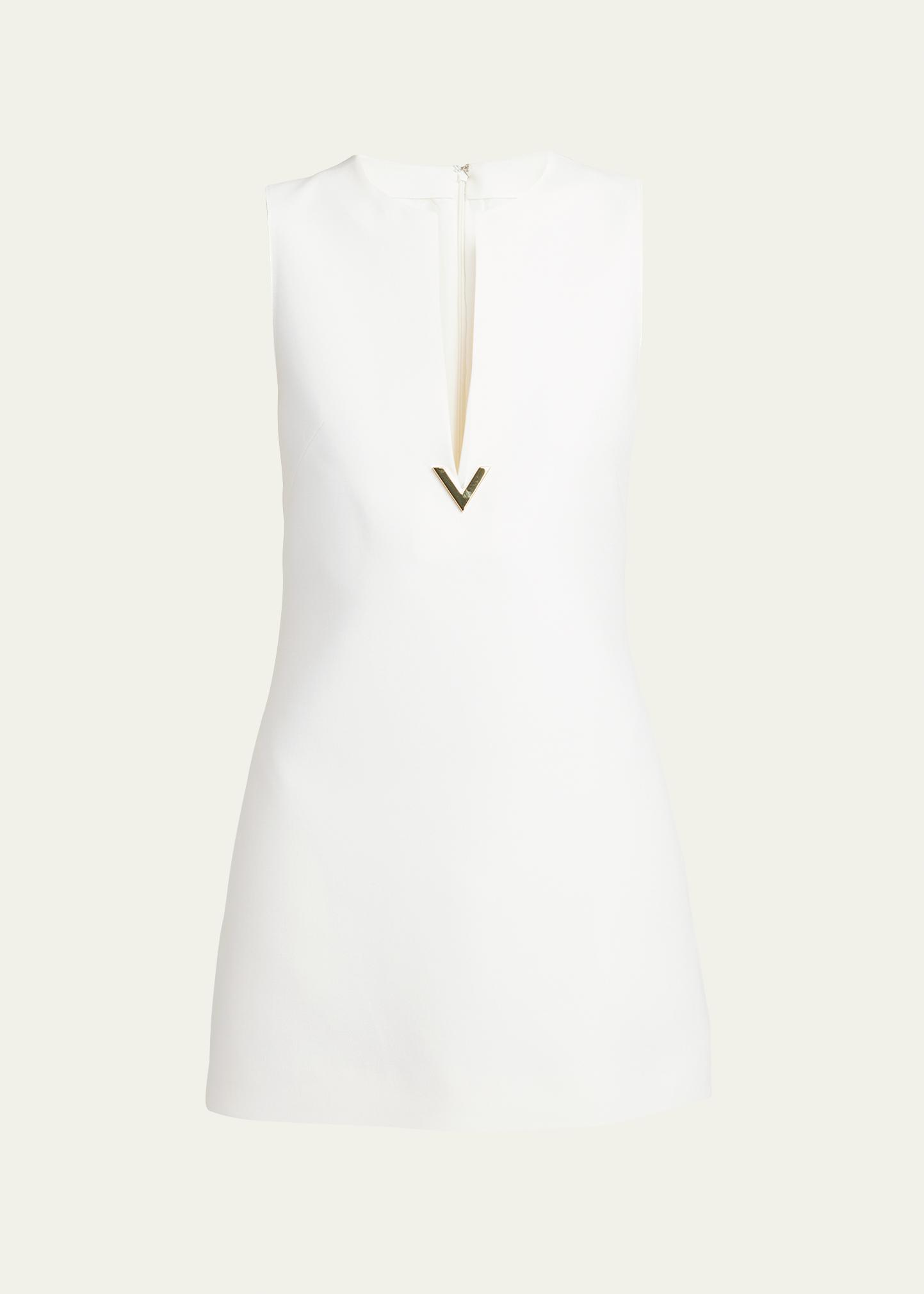 Valentino Garavani Sleeveless V-Logo Crepe Couture Mini Dress 