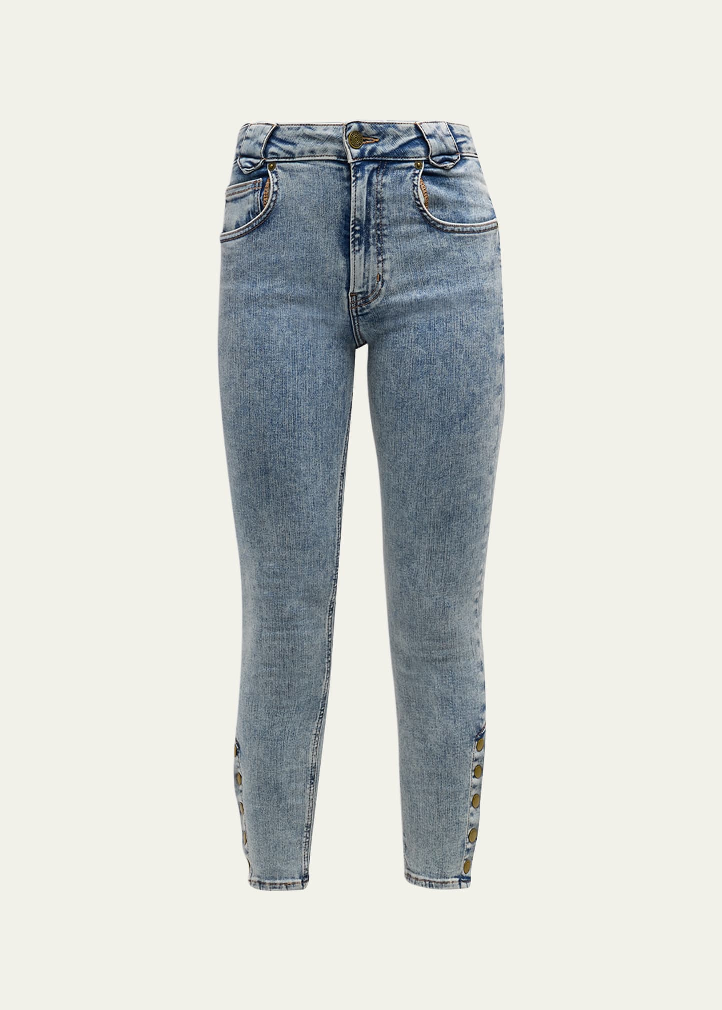 Frame The Snapped Denim Leggings In Esther