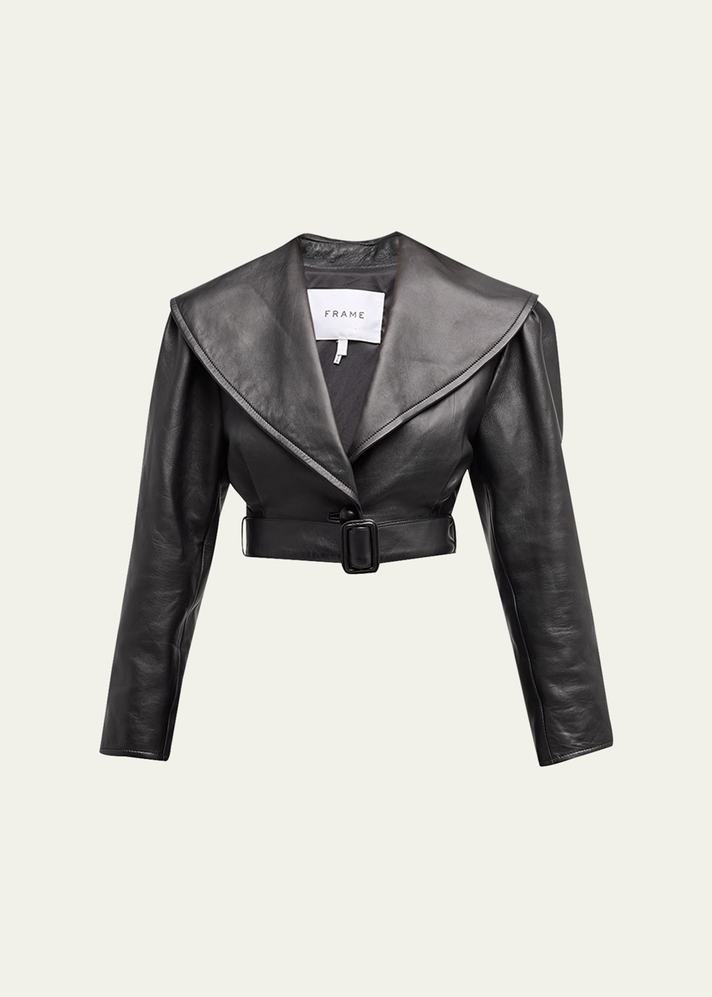 Belted Crop Leather Jacket