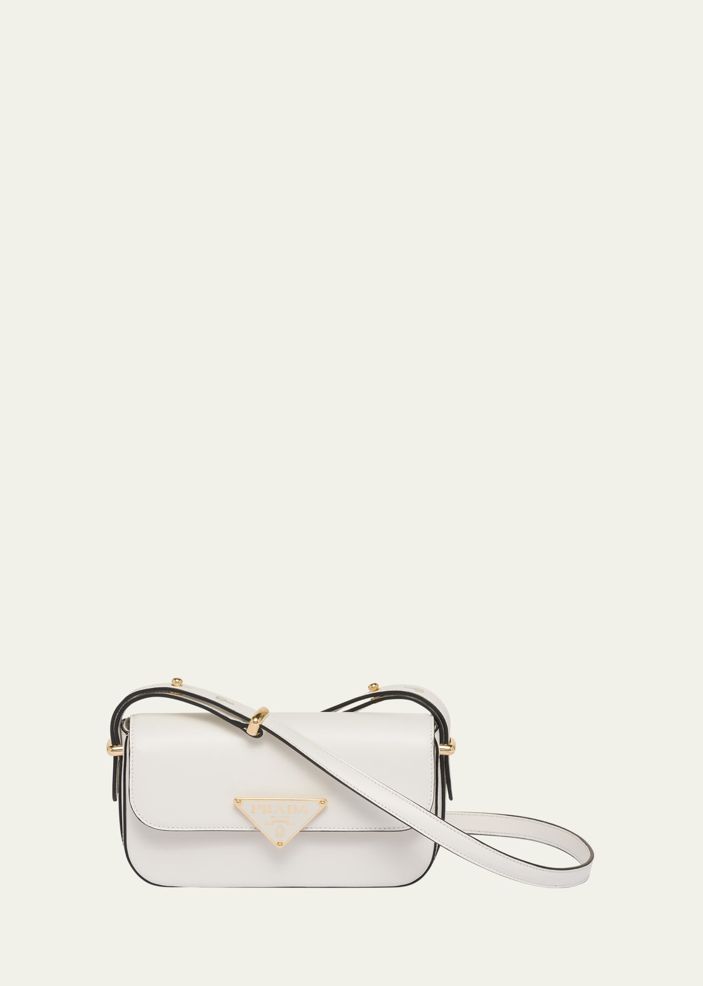 Prada Triangle Flap Leather Shoulder Bag In F0pg7 Bianco N