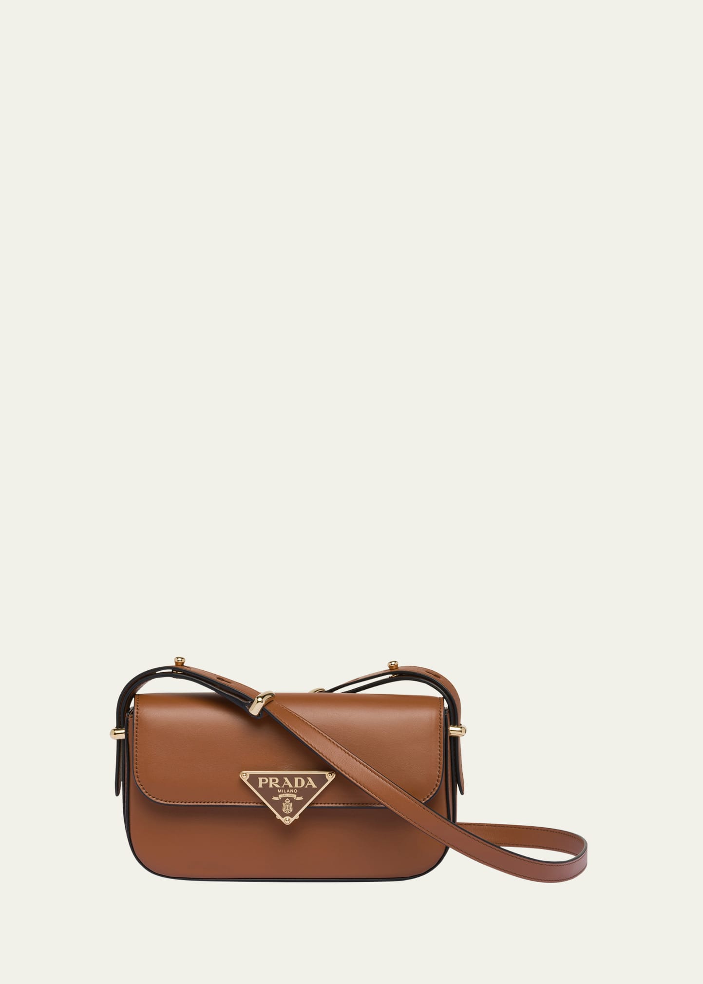 Prada Triangle Flap Leather Shoulder Bag In F0xug Cognac N