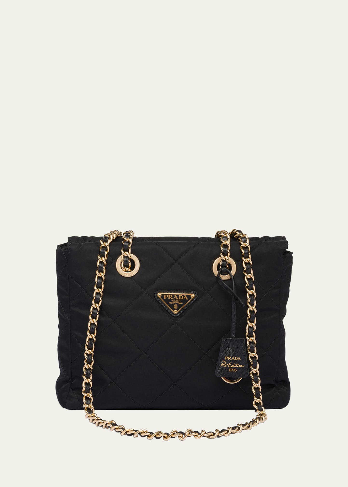 Shop Prada Re-edition 1995 Quilted Chain Shoulder Bag In F0002 Nero