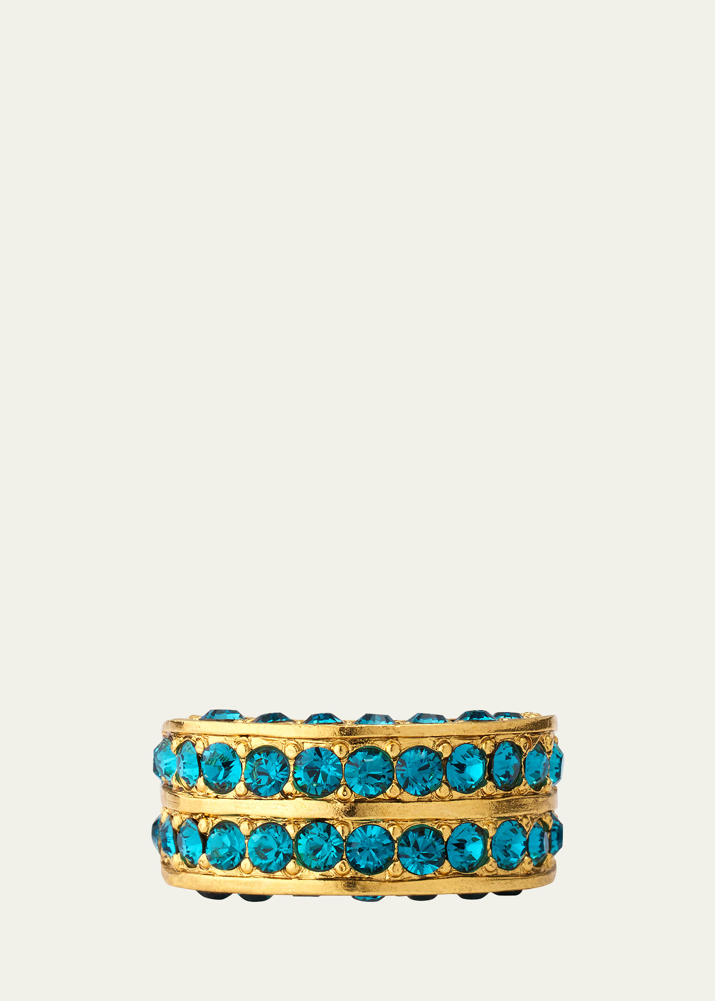 Shop Oscar De La Renta Double Mini Hoop Statement Ring In Denim Blue