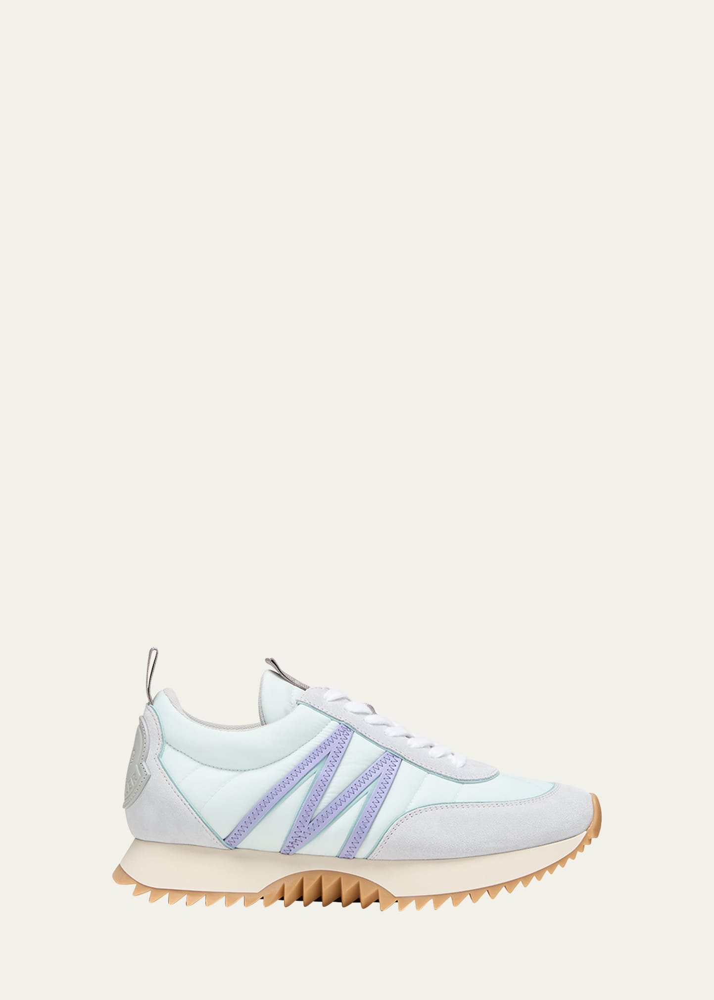 Moncler Low-top Sneakers With Nylon And Leather In Light Blue