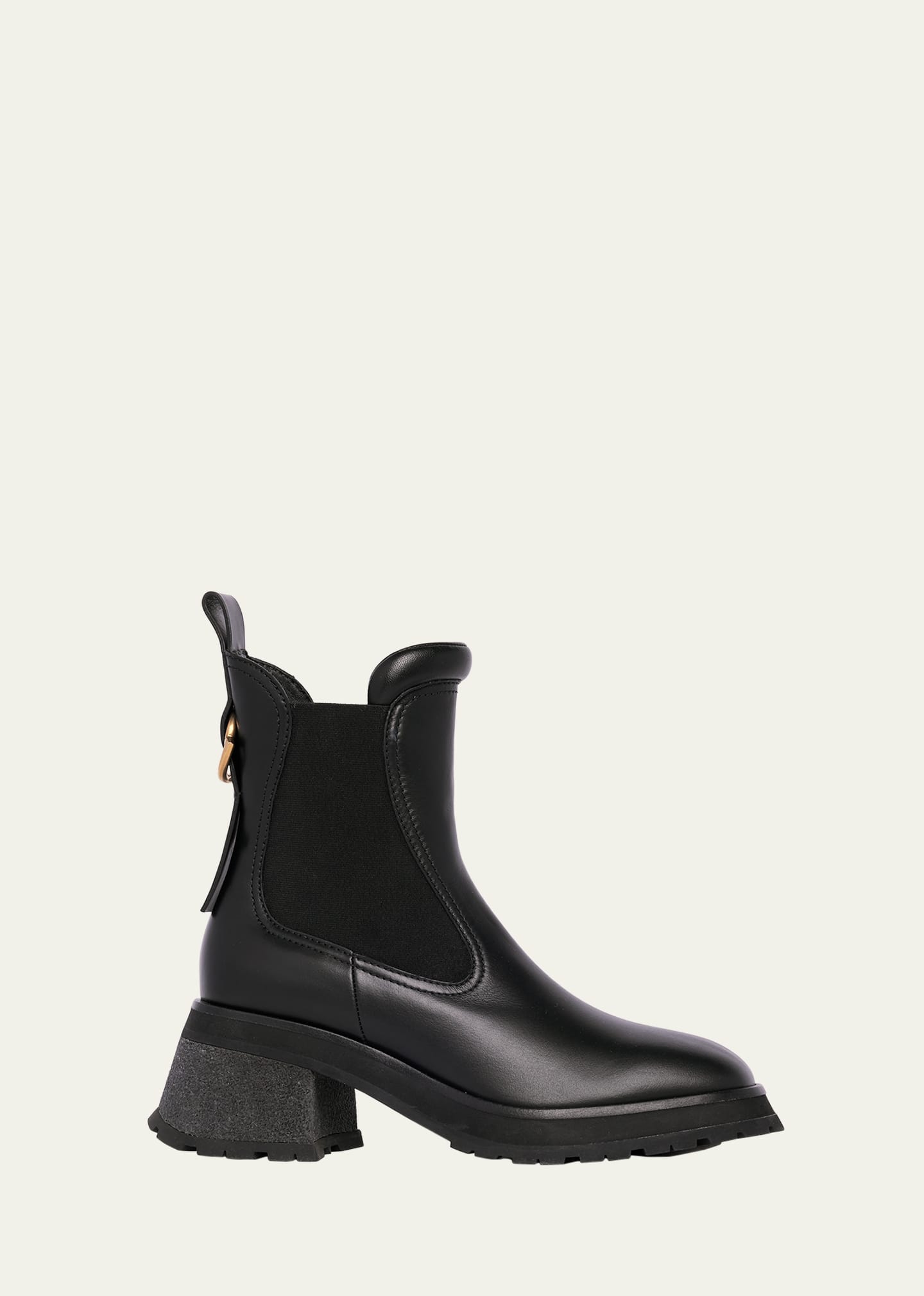 Shop Moncler Gigi Leather Chelsea Ankle Boots In Black