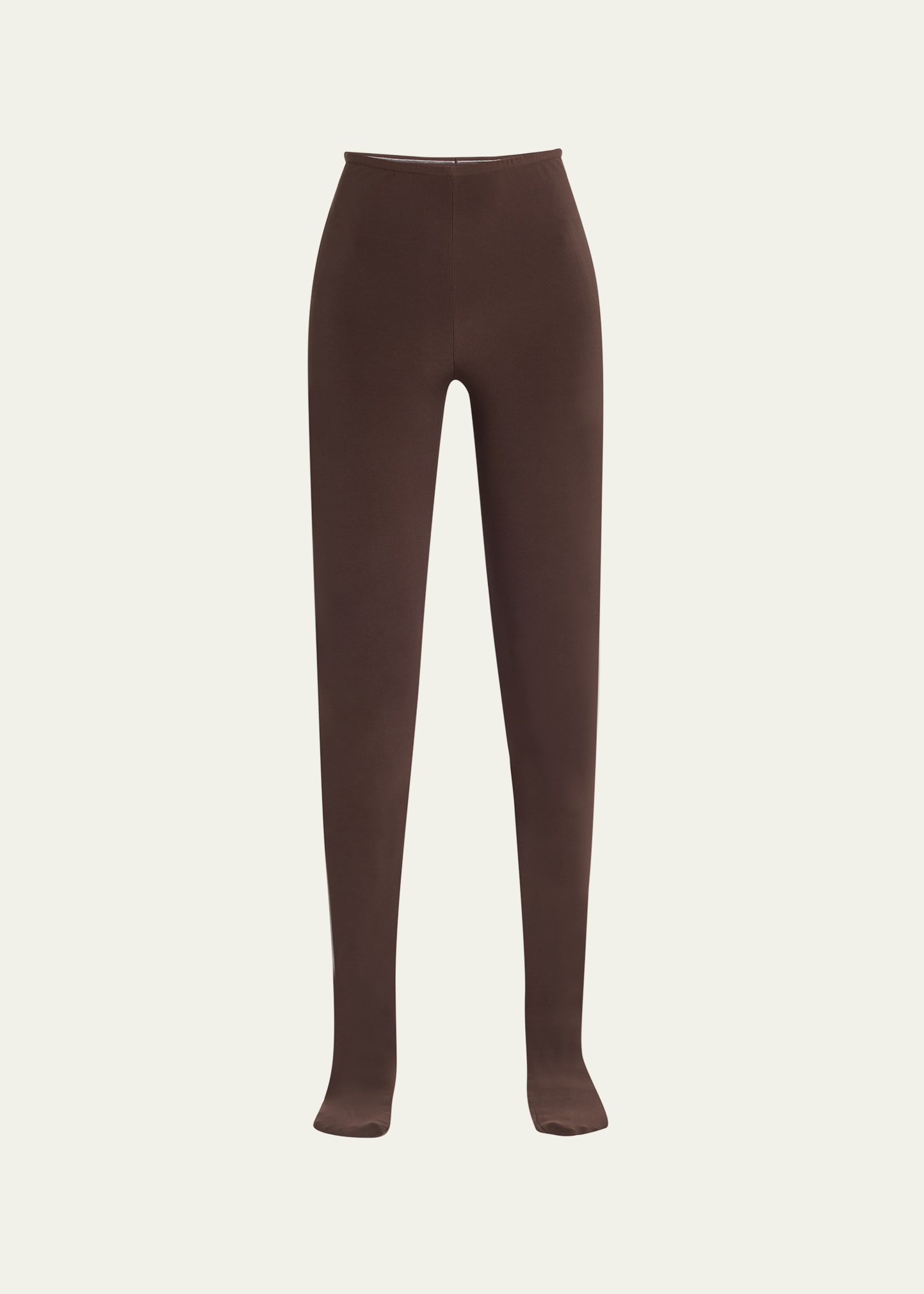 Norma Kamali Stretch Footie Leggings In Chocolate