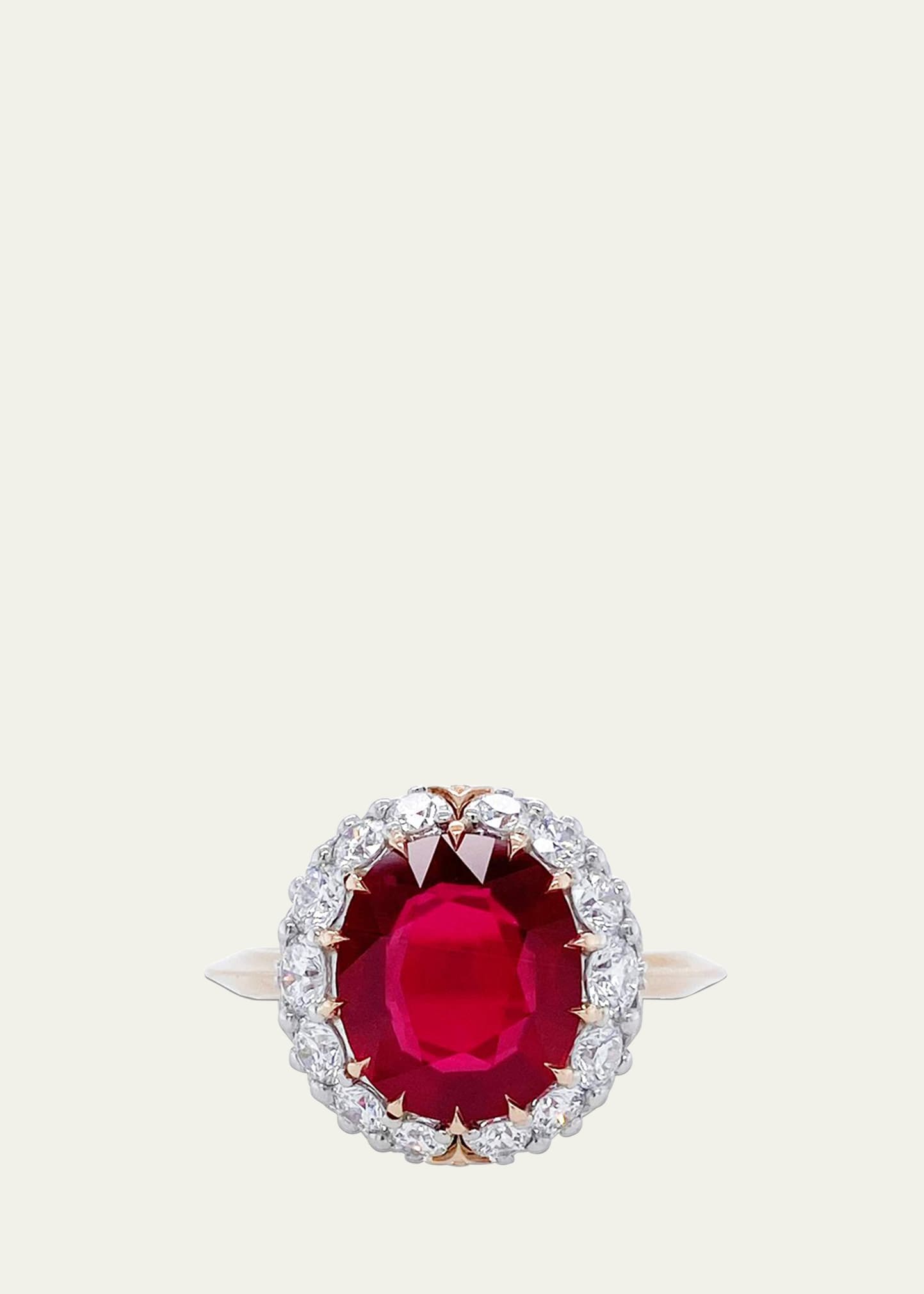 Bayco Platinum And Rose Gold Ring With Ruby And Diamonds In Metallic