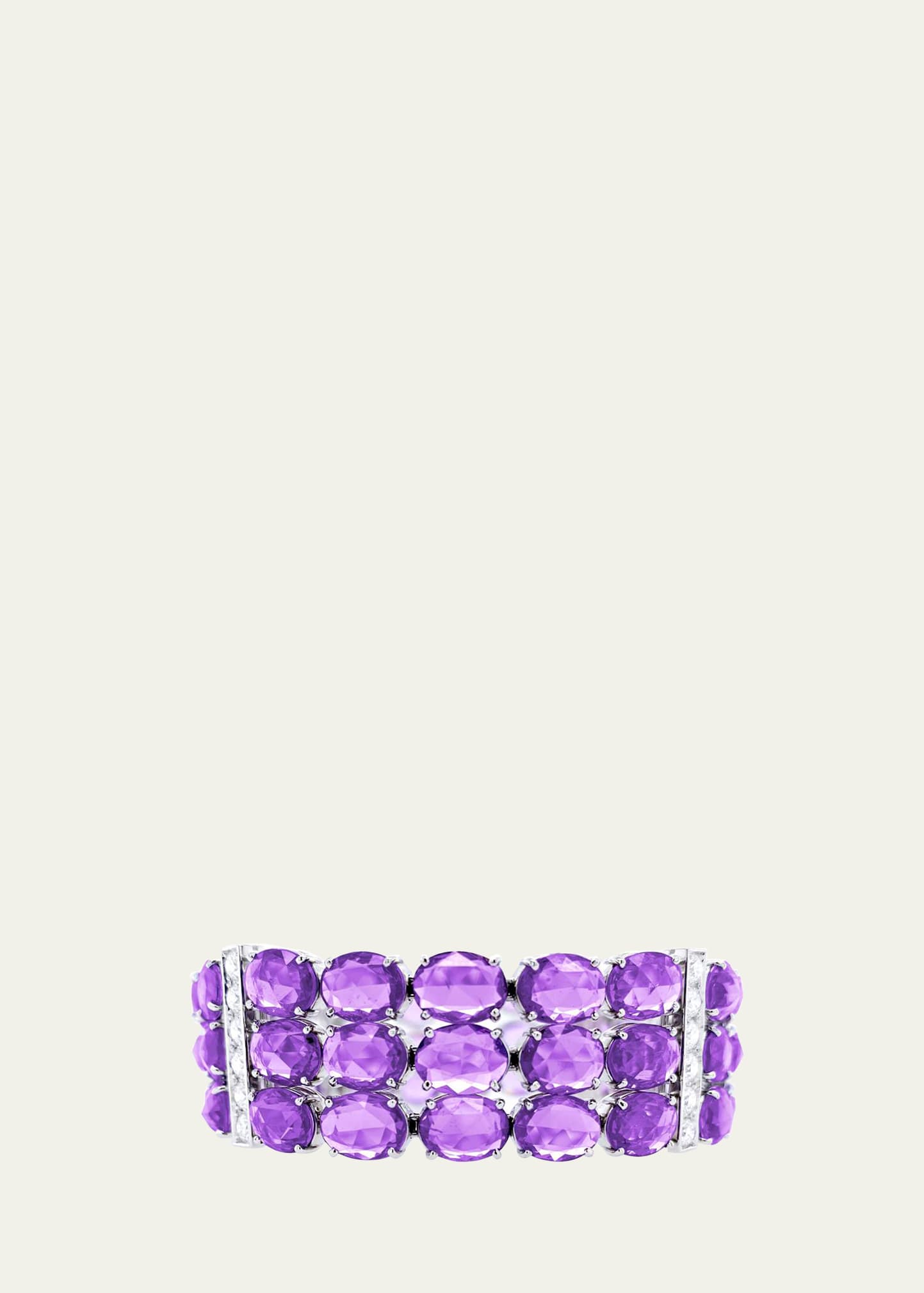 Bayco Platinum Bracelet With Purple Sapphire And Diamond