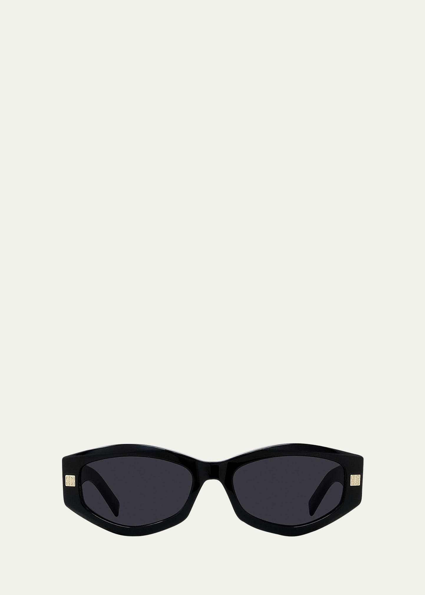 Givenchy Gv Day Geometric Acetate Oval Sunglasses In Shiny Black Smoke