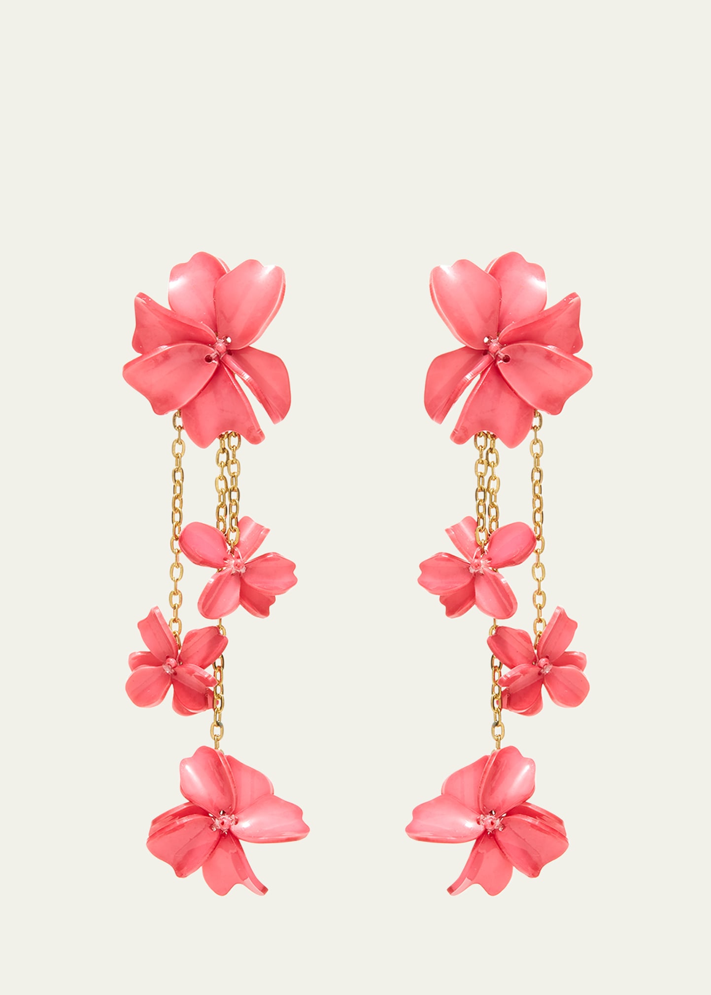 Oscar De La Renta Floral Chandelier Earrings In Rose