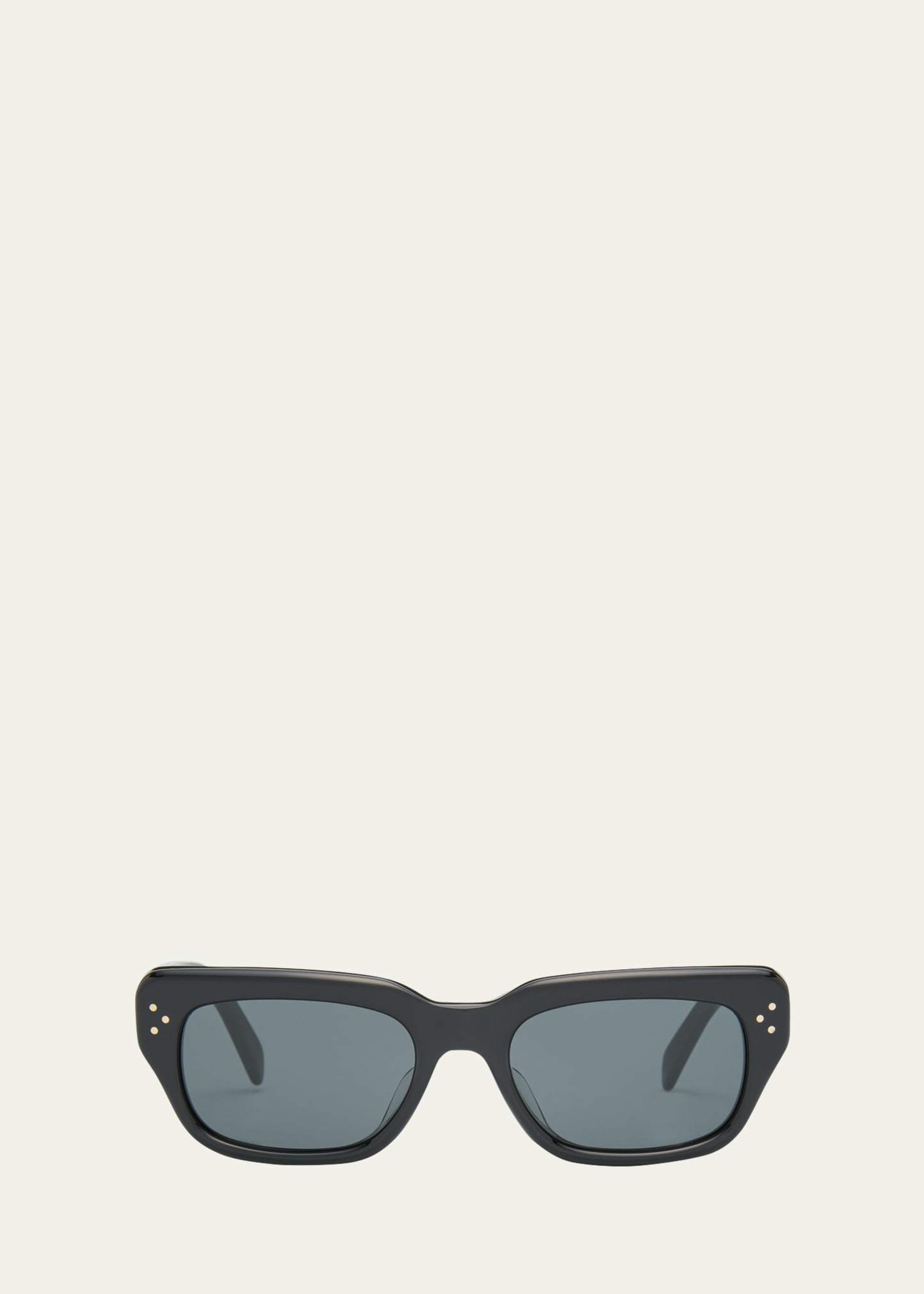 Celine Men's Bold 3 Dots 64mm Rectangular Sunglasses In Shiny Black/smoke