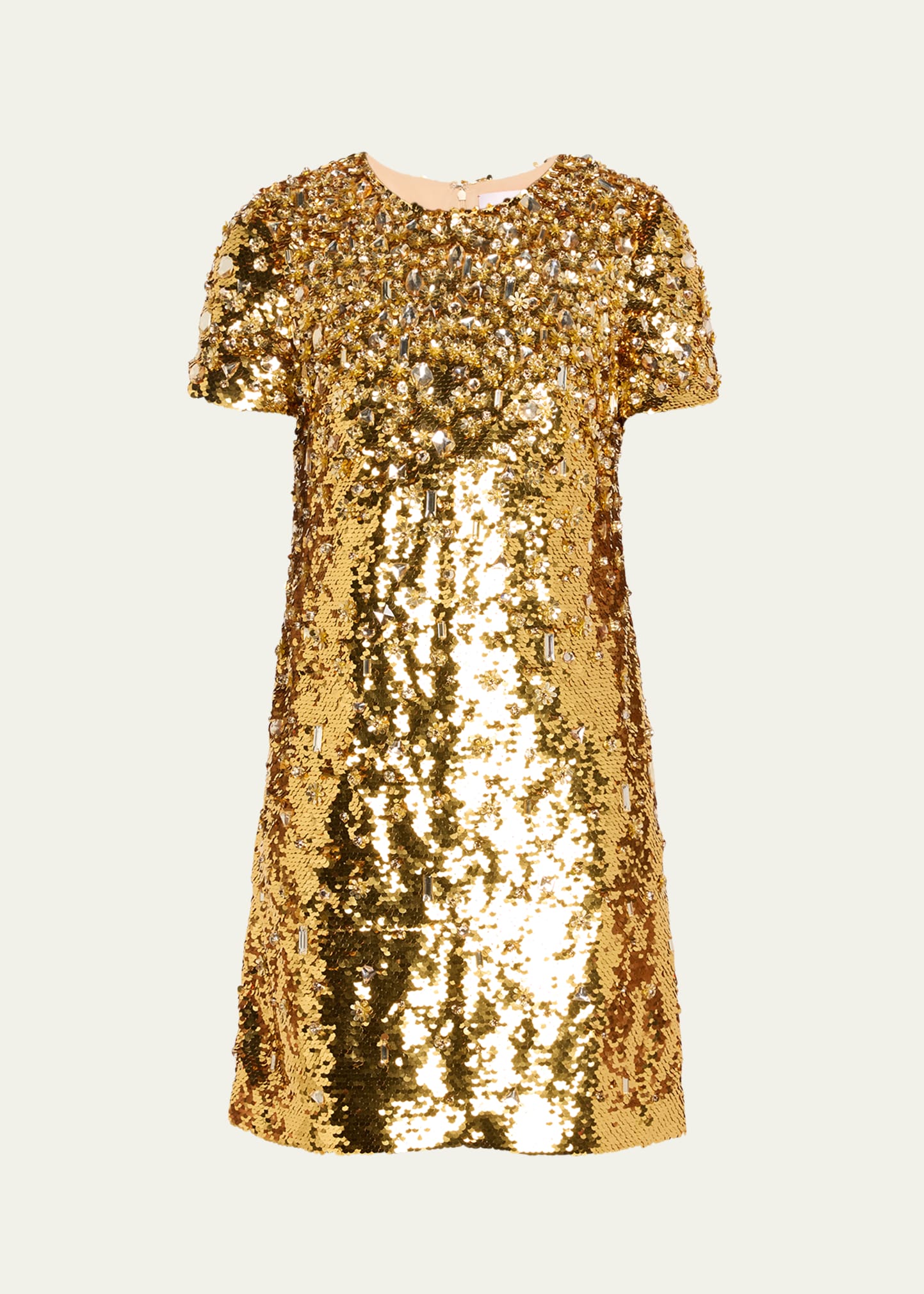 Shop Carolina Herrera Embellished Sequin Shift Dress In Gold