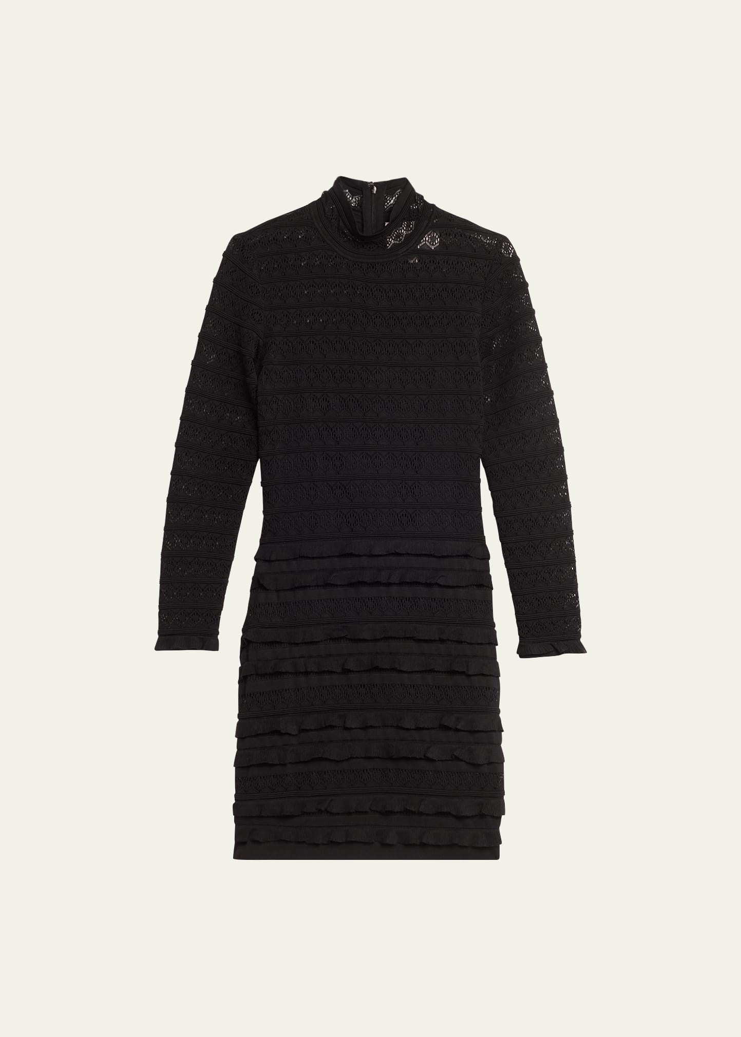 Shop Carolina Herrera Knit Turtleneck Mini Dress In Black