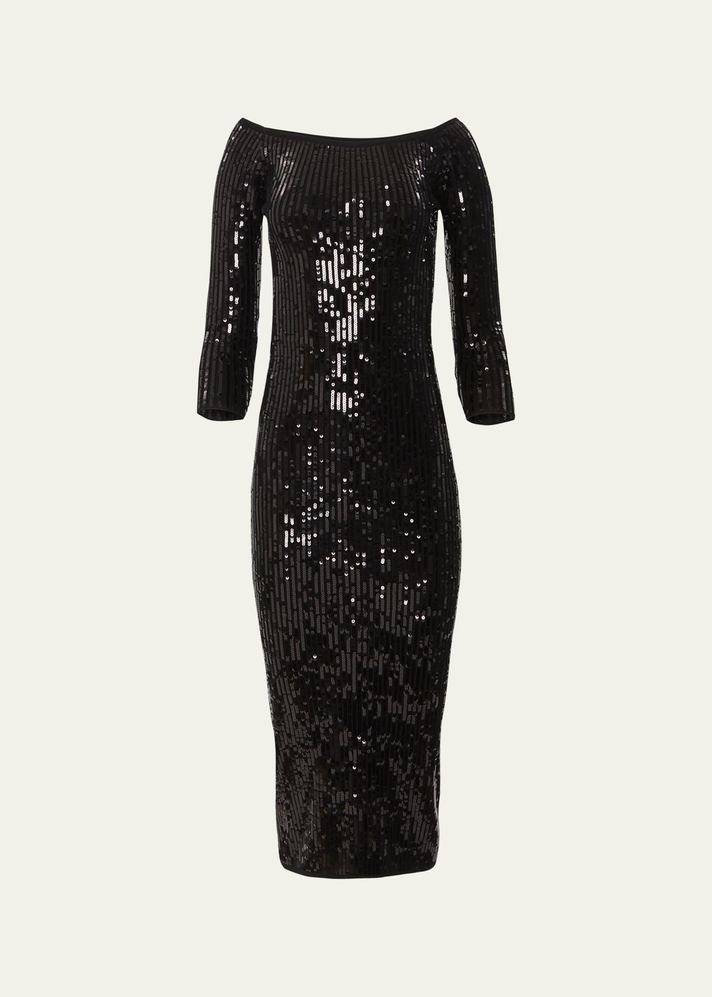 Carolina Herrera Off-shoulder Column Dress With Floral Applique Detail In Black