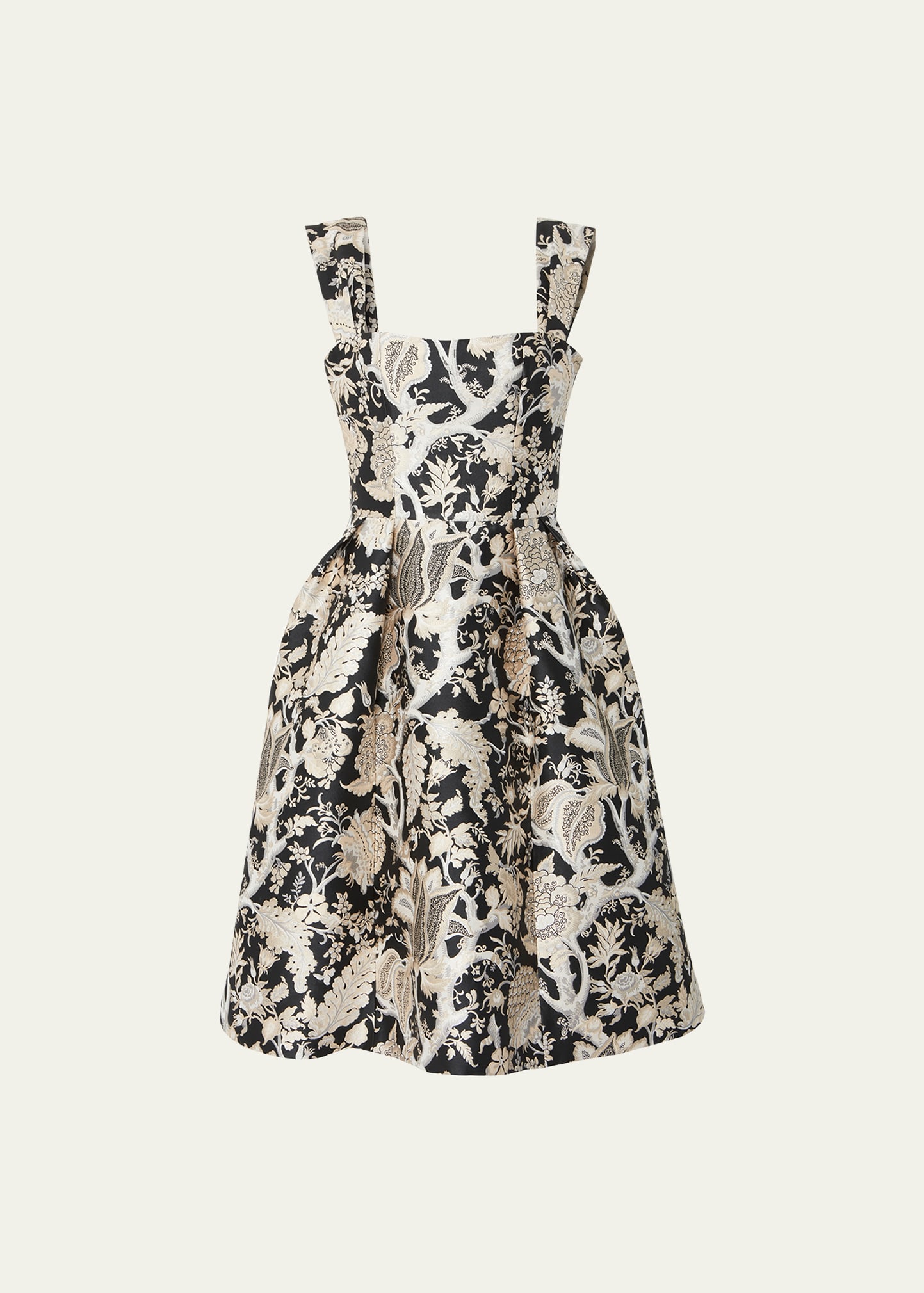 Carolina Herrera Pleated Midi Dress In Blackwhite
