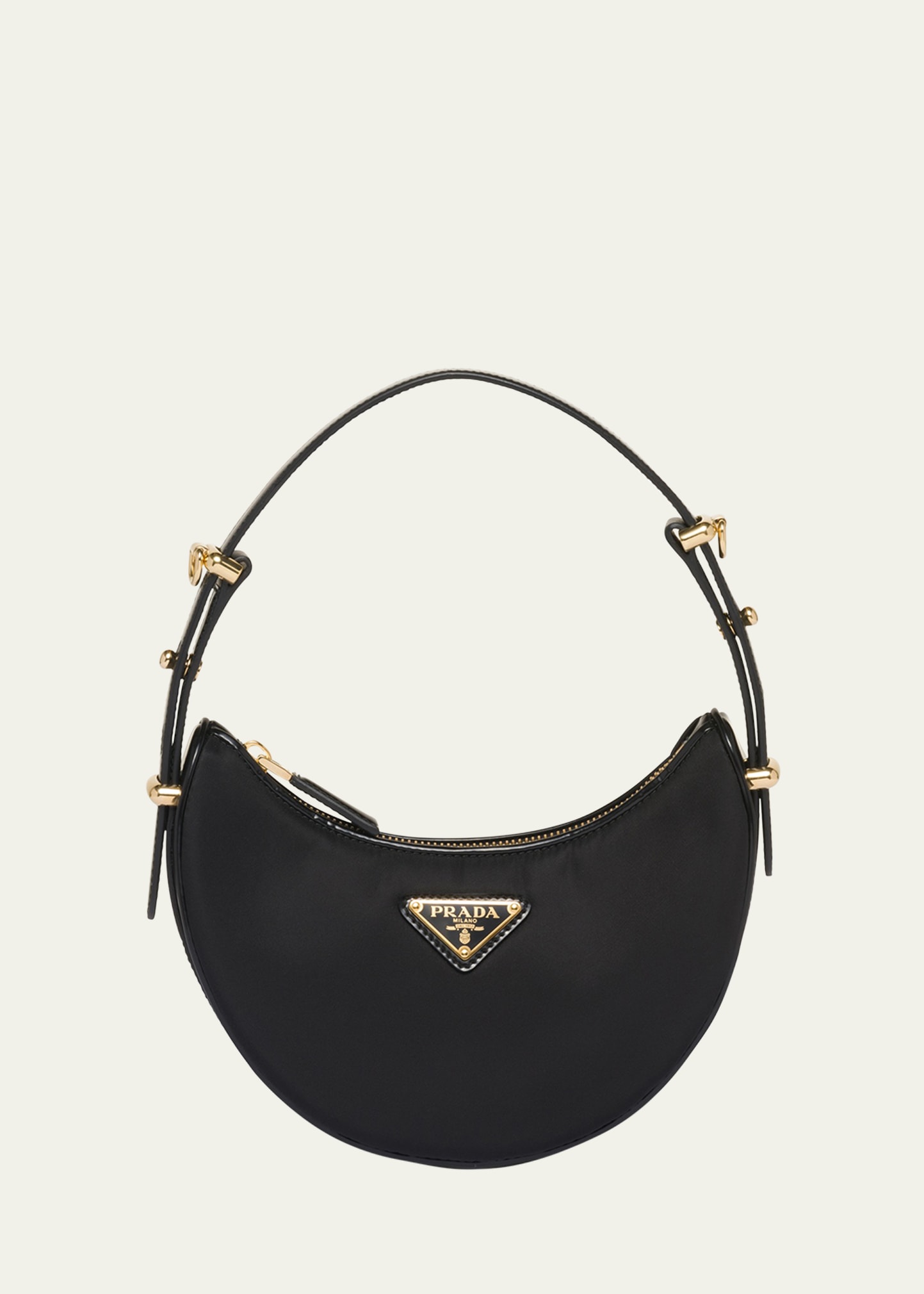 Prada Rounded Shoulder Bag With Gold-tone Hardware In F0002 Nero