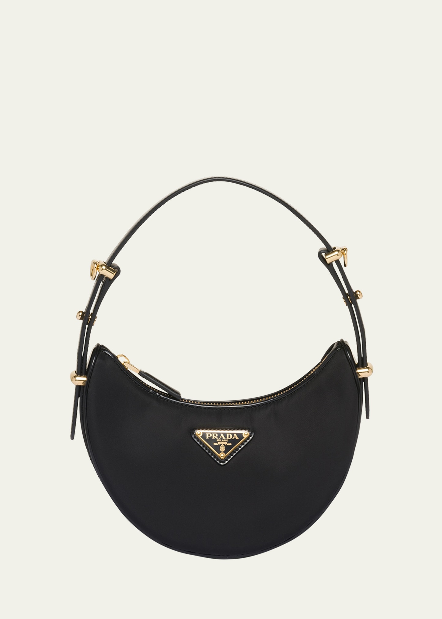 Prada Mini Zip Nylon Shoulder Bag In F0002 Nero