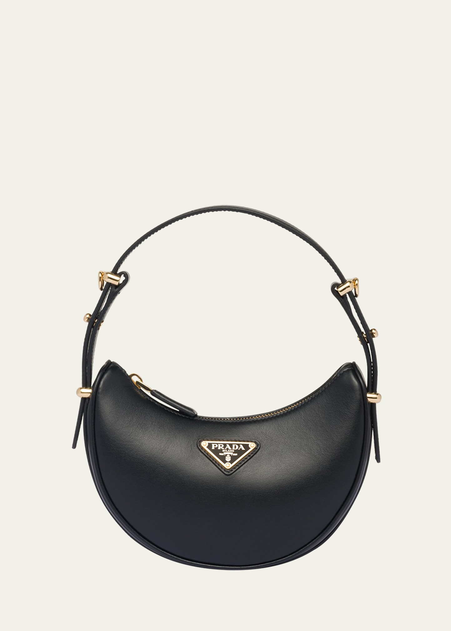 Shop Prada Mini Zip Leather Shoulder Bag In F0002 Nero