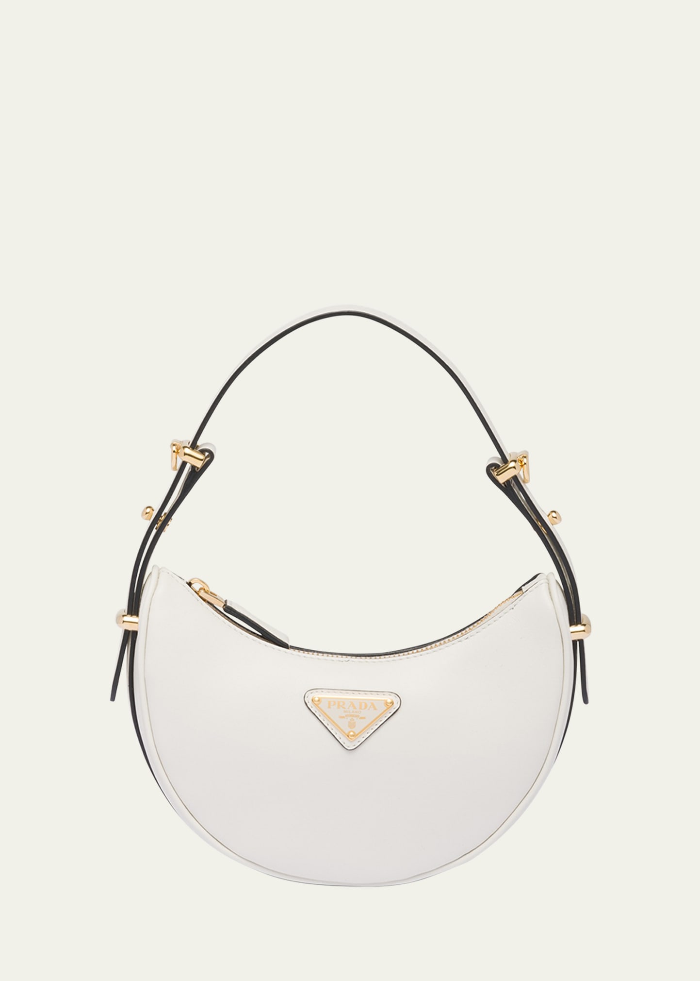 Prada Mini Zip Leather Shoulder Bag In F0pg7 Bianco N