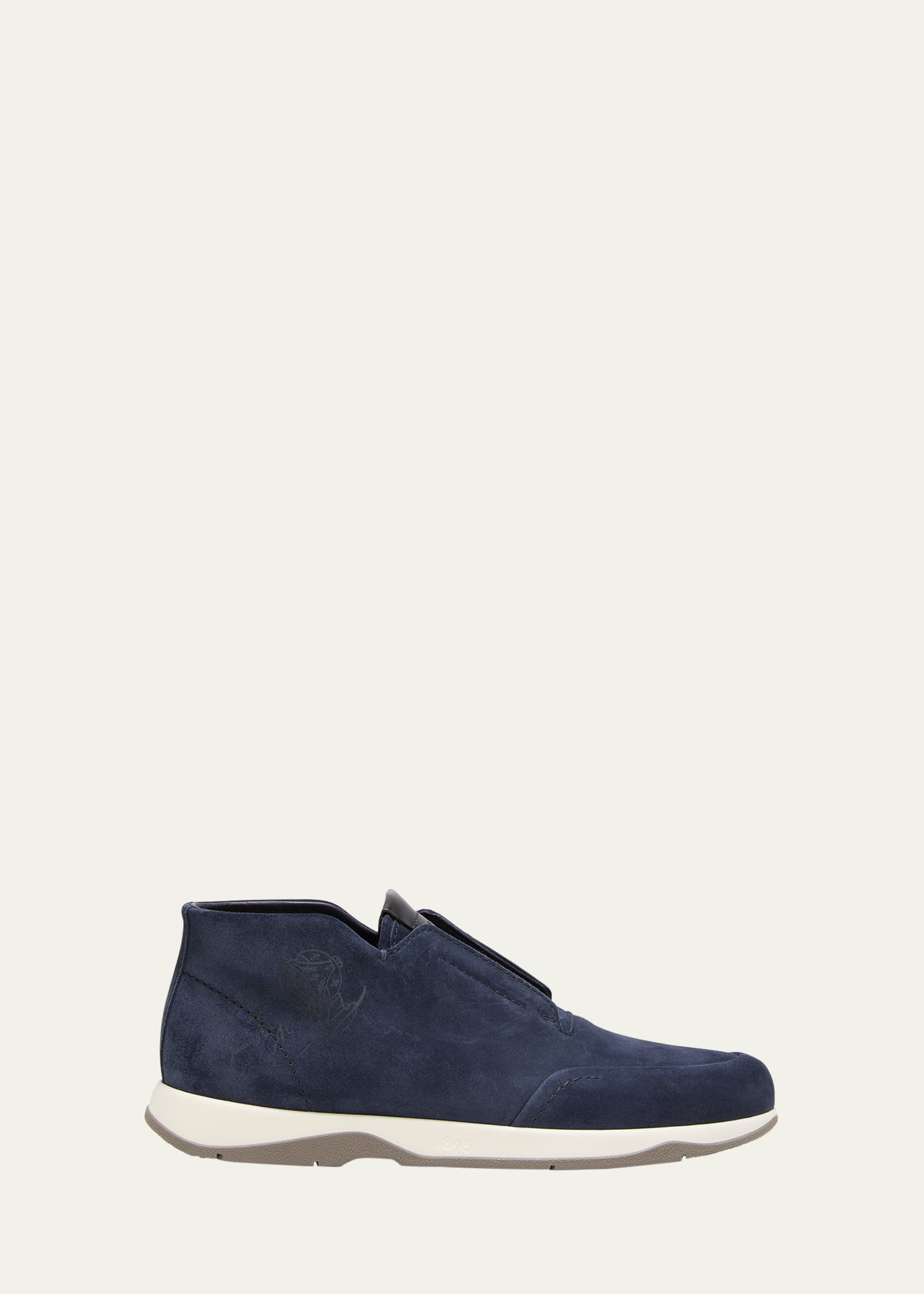 Berluti Men's Echappee Suede Slip-on Loafer Boots In Blu
